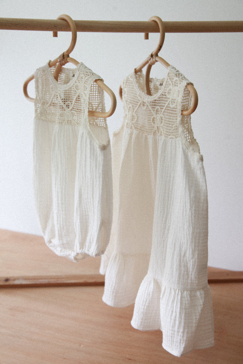 Cream/Crochet Muslin Dress