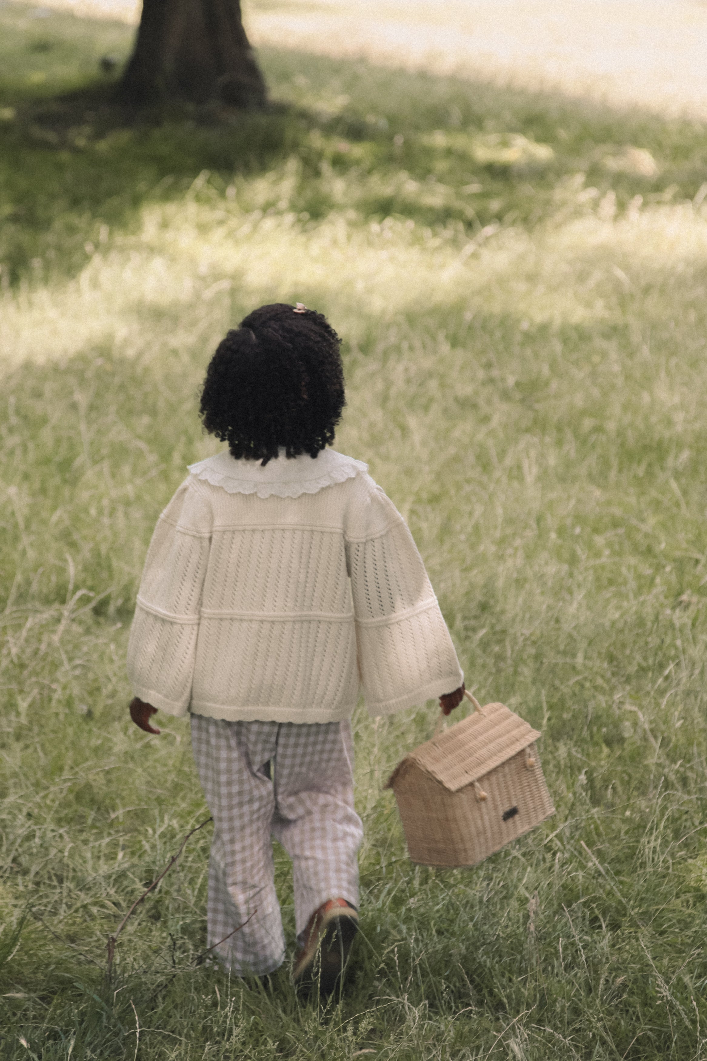 Cream Cotton Flare Sleeve Openwork Knit Jumper