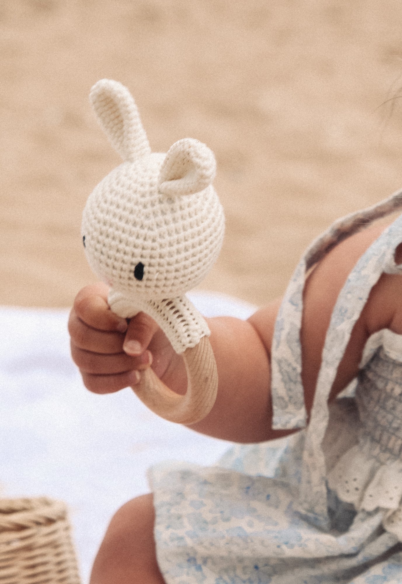 Cream Bunny Rabbit Knitted Baby Rattle