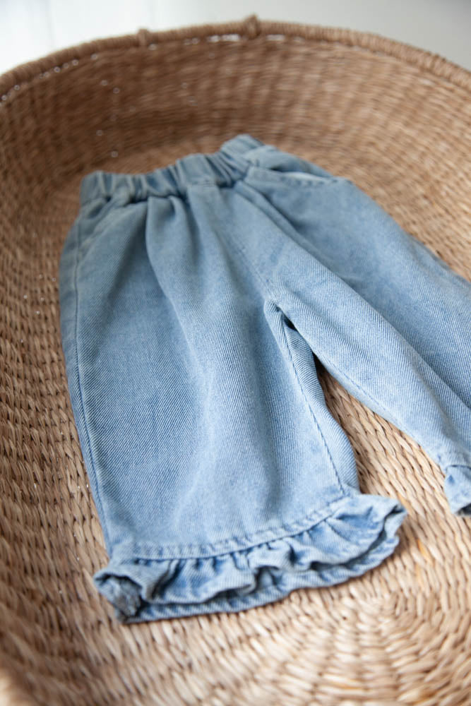 Denim Frill Hem Oversized Jeans