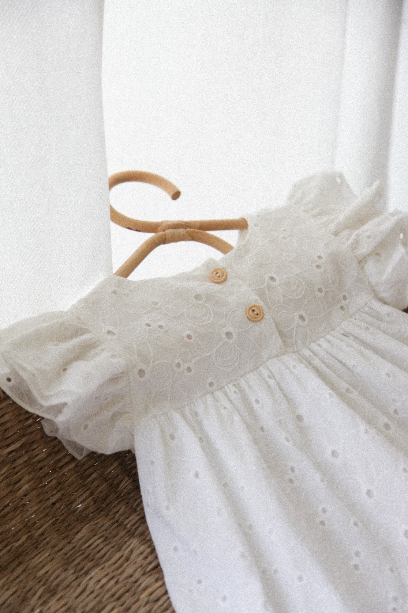 White Cotton Broderie Anglaise Frill Dress