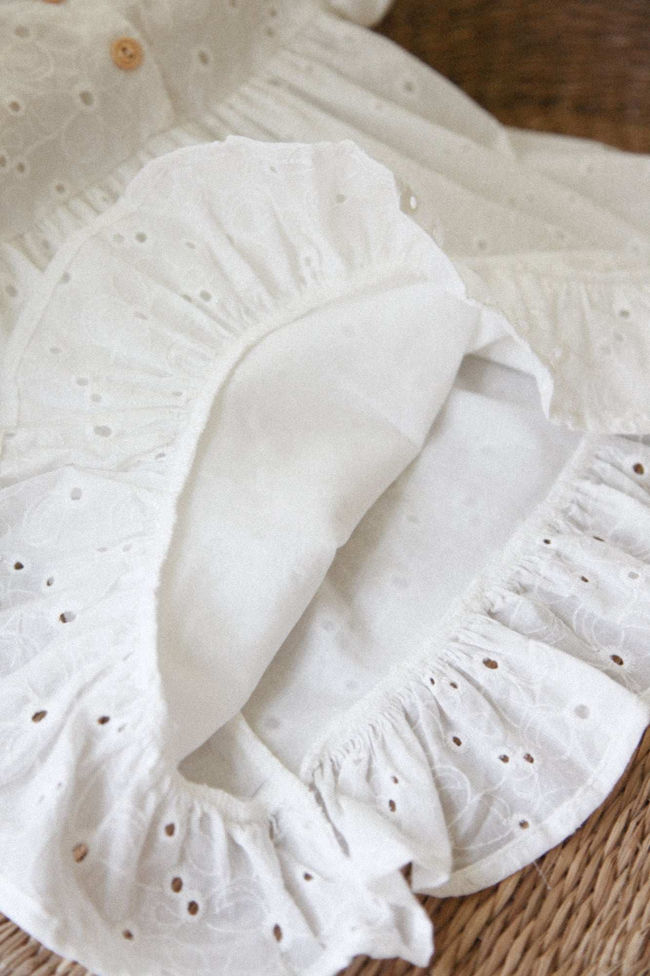 White Cotton Broderie Anglaise Frill Dress