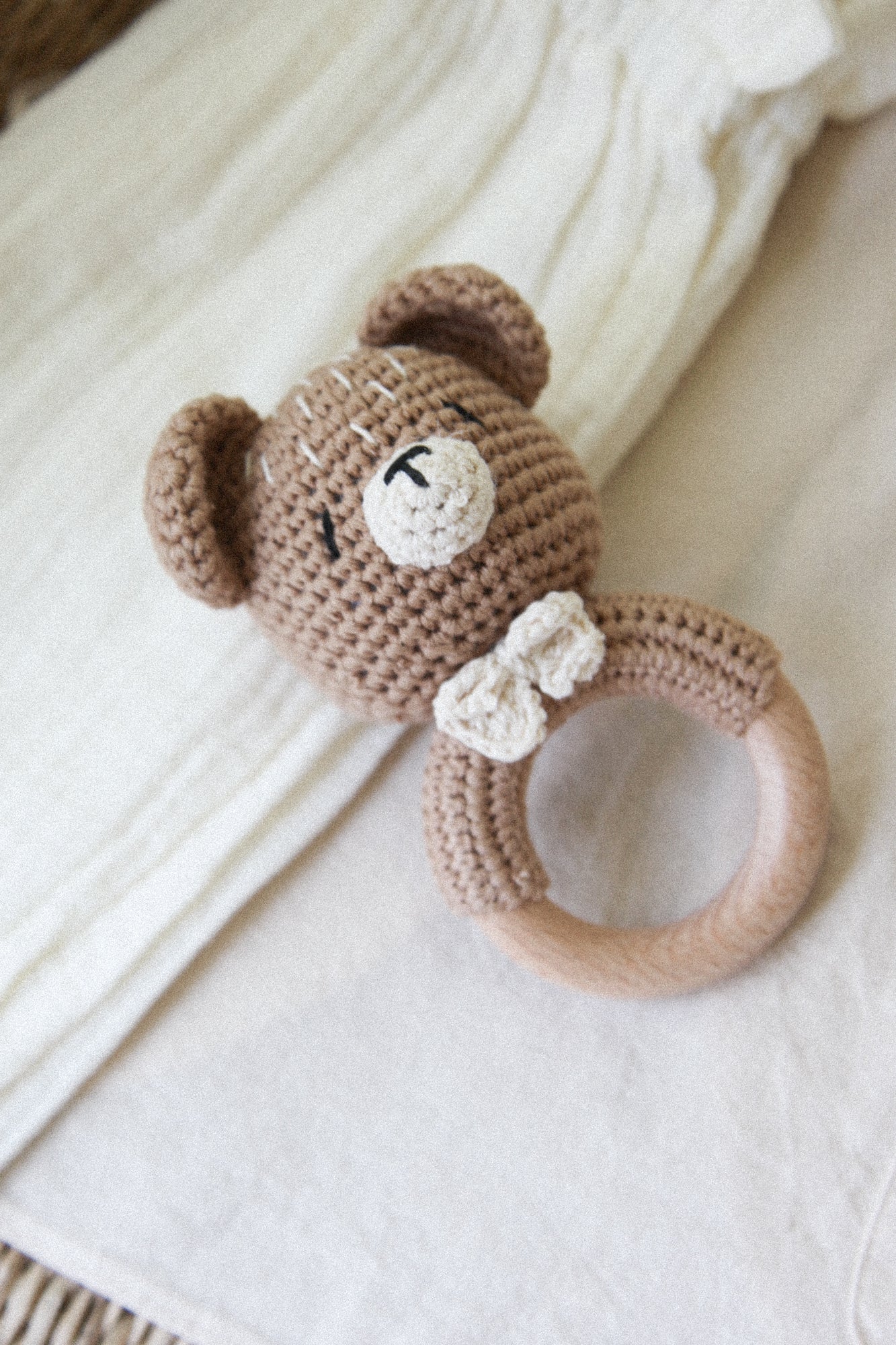 Teddy Bear Knitted Baby Rattle