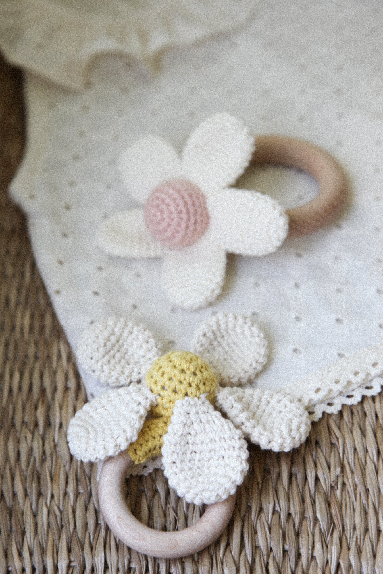 Flower Knitted Baby Rattle