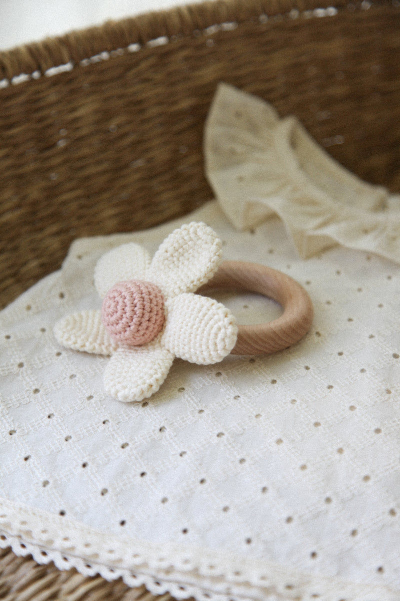 Flower Knitted Baby Rattle