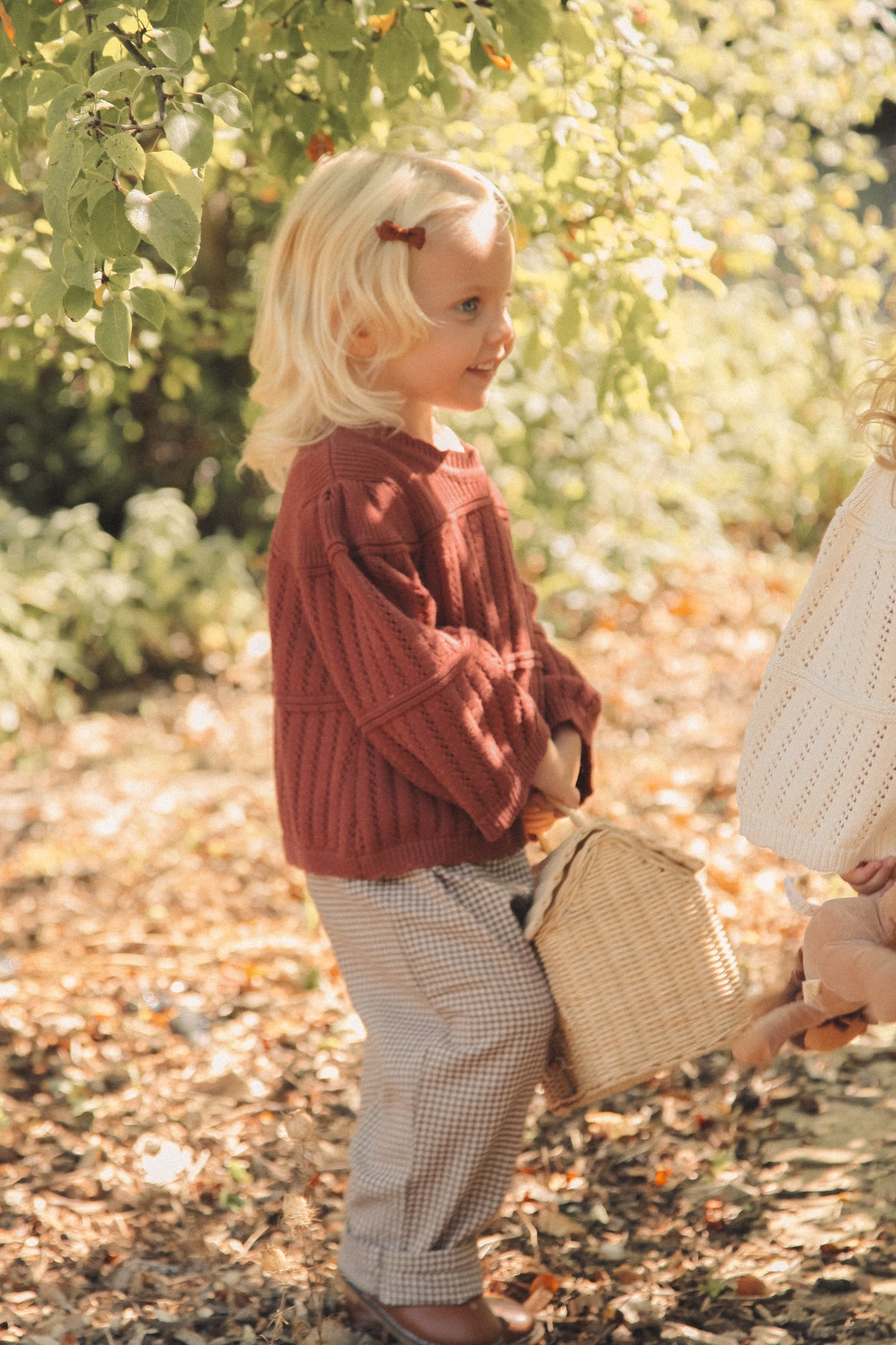 Brown/Mini Gingham Brushed Cotton Oversized Trousers