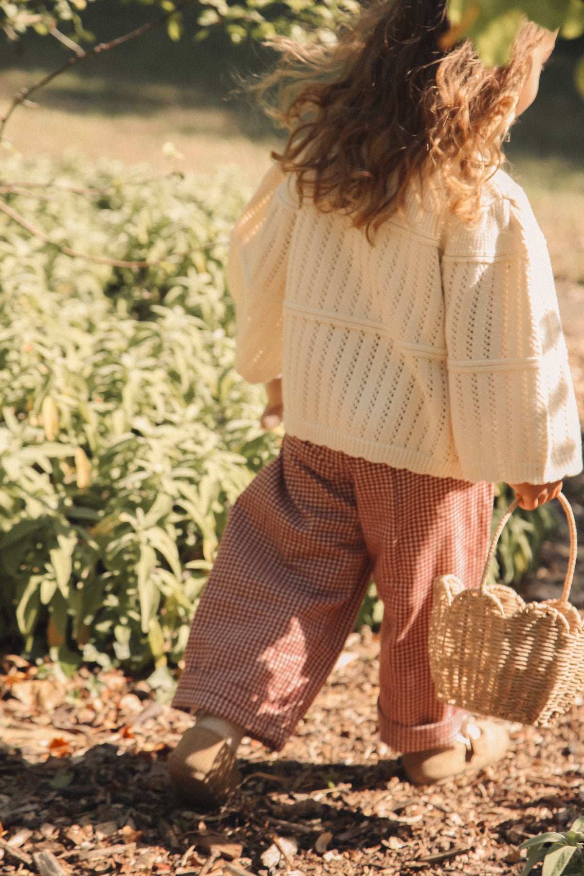 Berry/Gingham Brushed Cotton Oversized Trousers