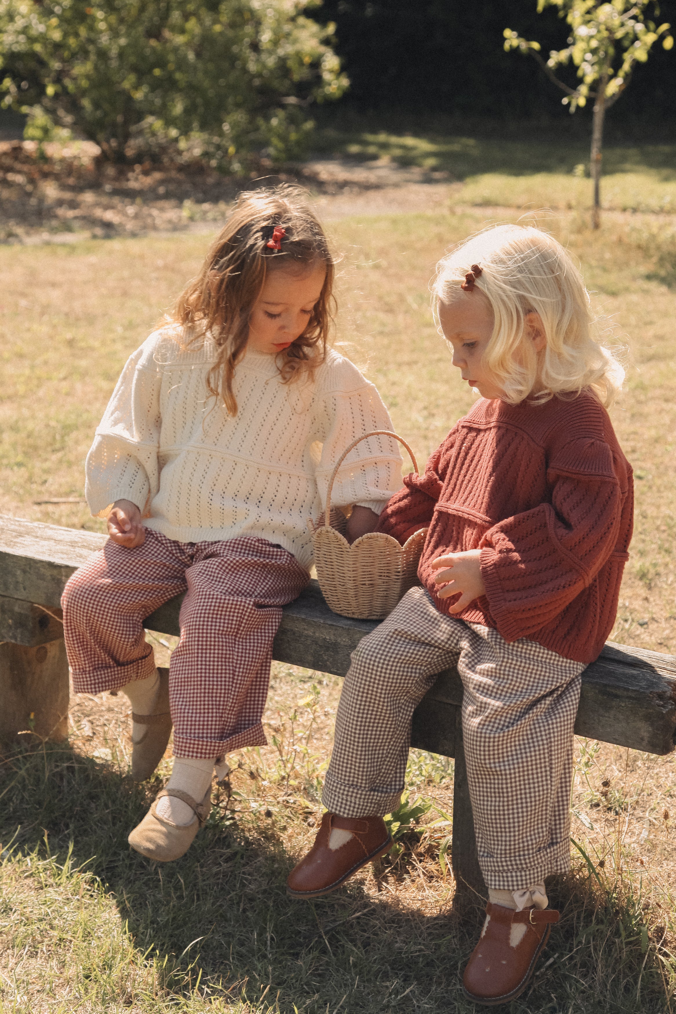Berry/Gingham Brushed Cotton Oversized Trousers