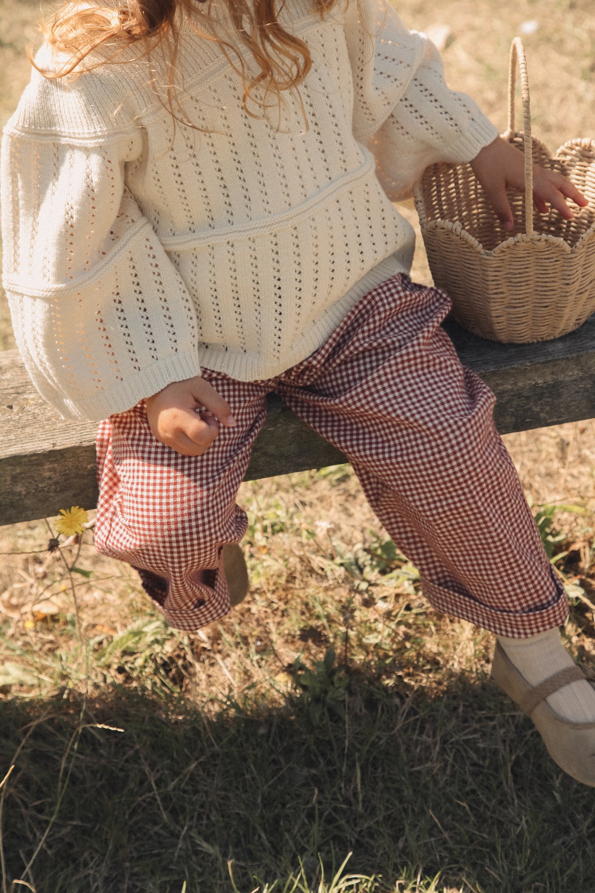 Cream Organic Cotton Flare Sleeve Openwork Knit Jumper