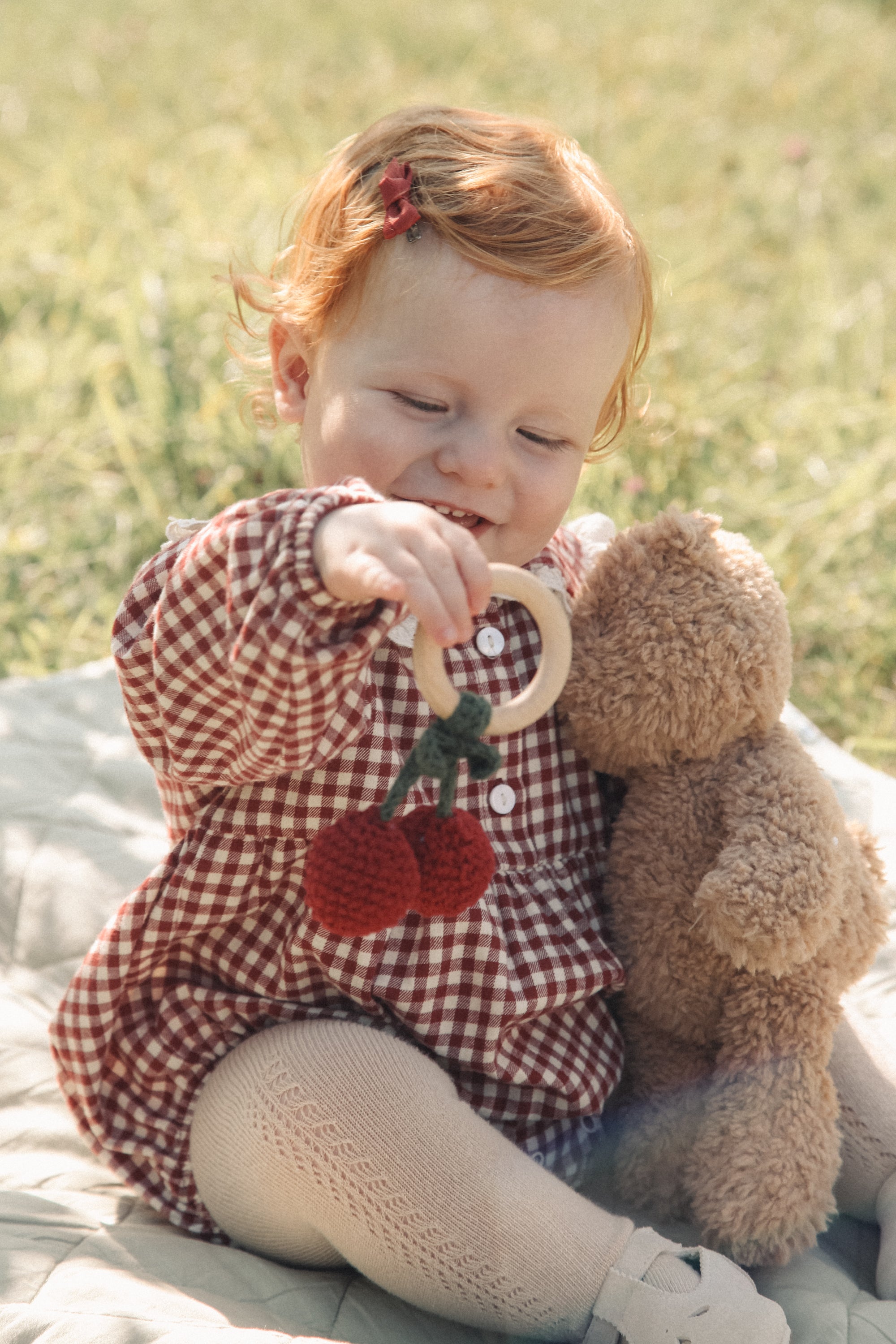 Cherry Knitted Baby Rattle