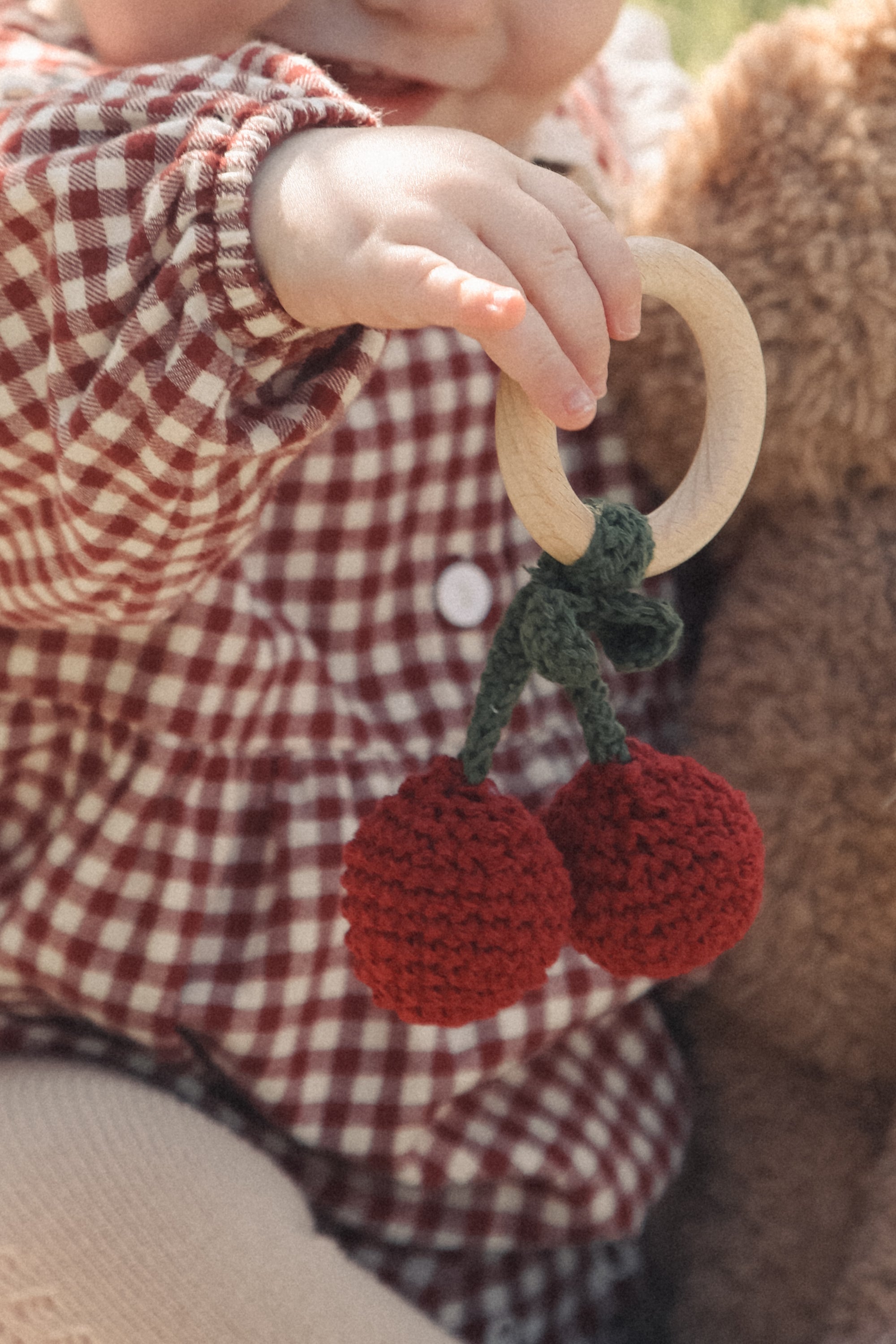 Cherry Knitted Baby Rattle