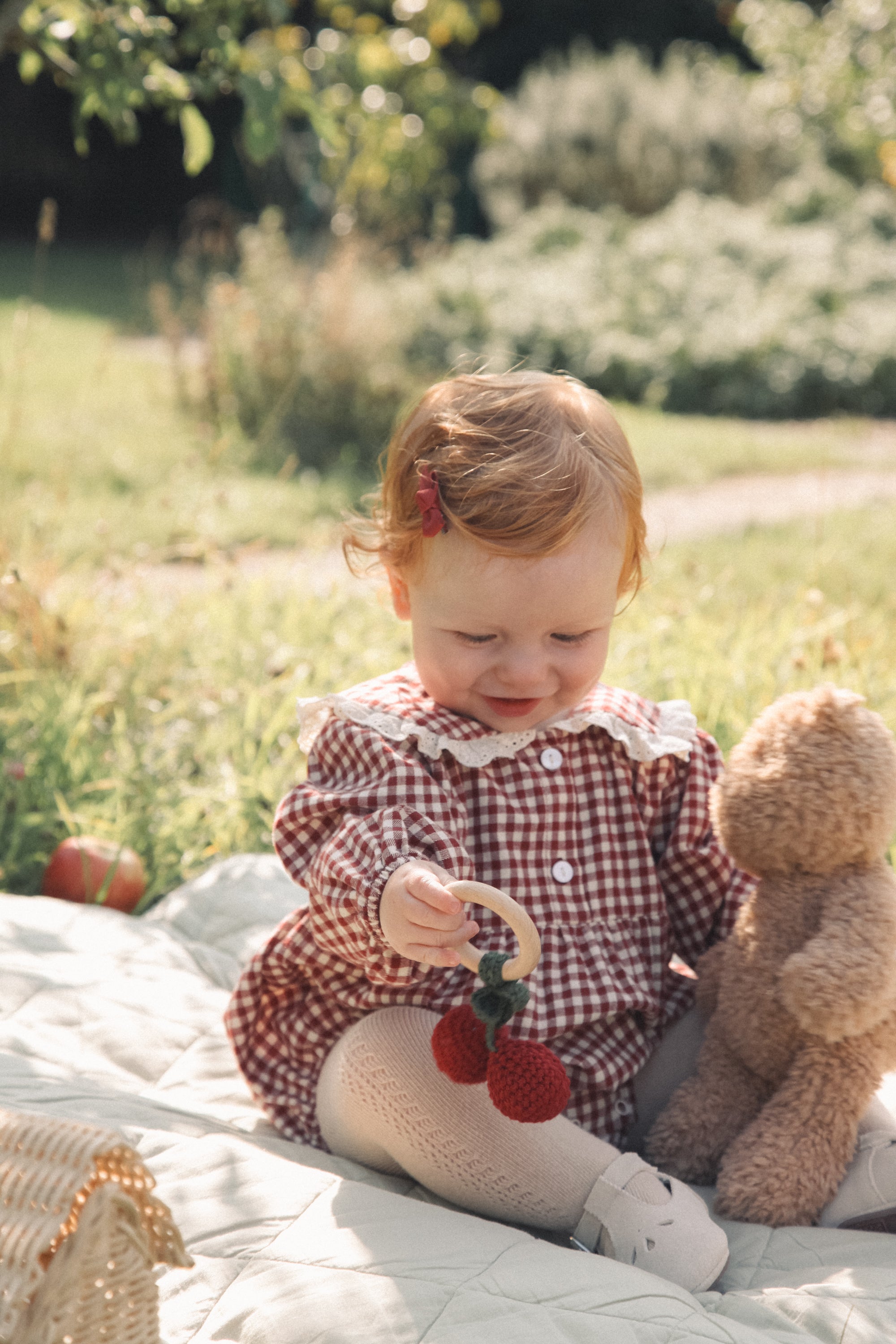 Cherry Knitted Baby Rattle