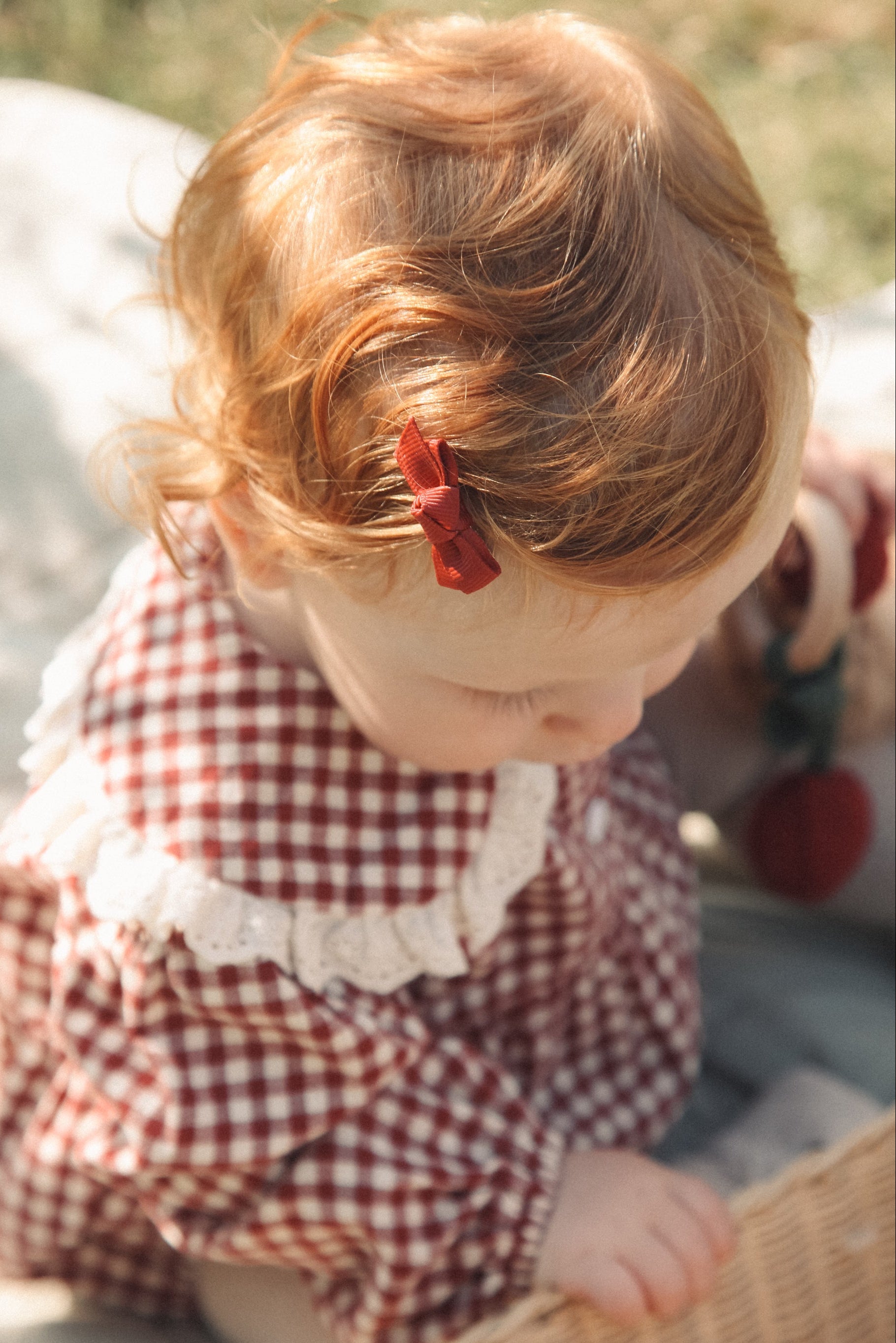 Dainty Mini Bow Clips in Berry Red