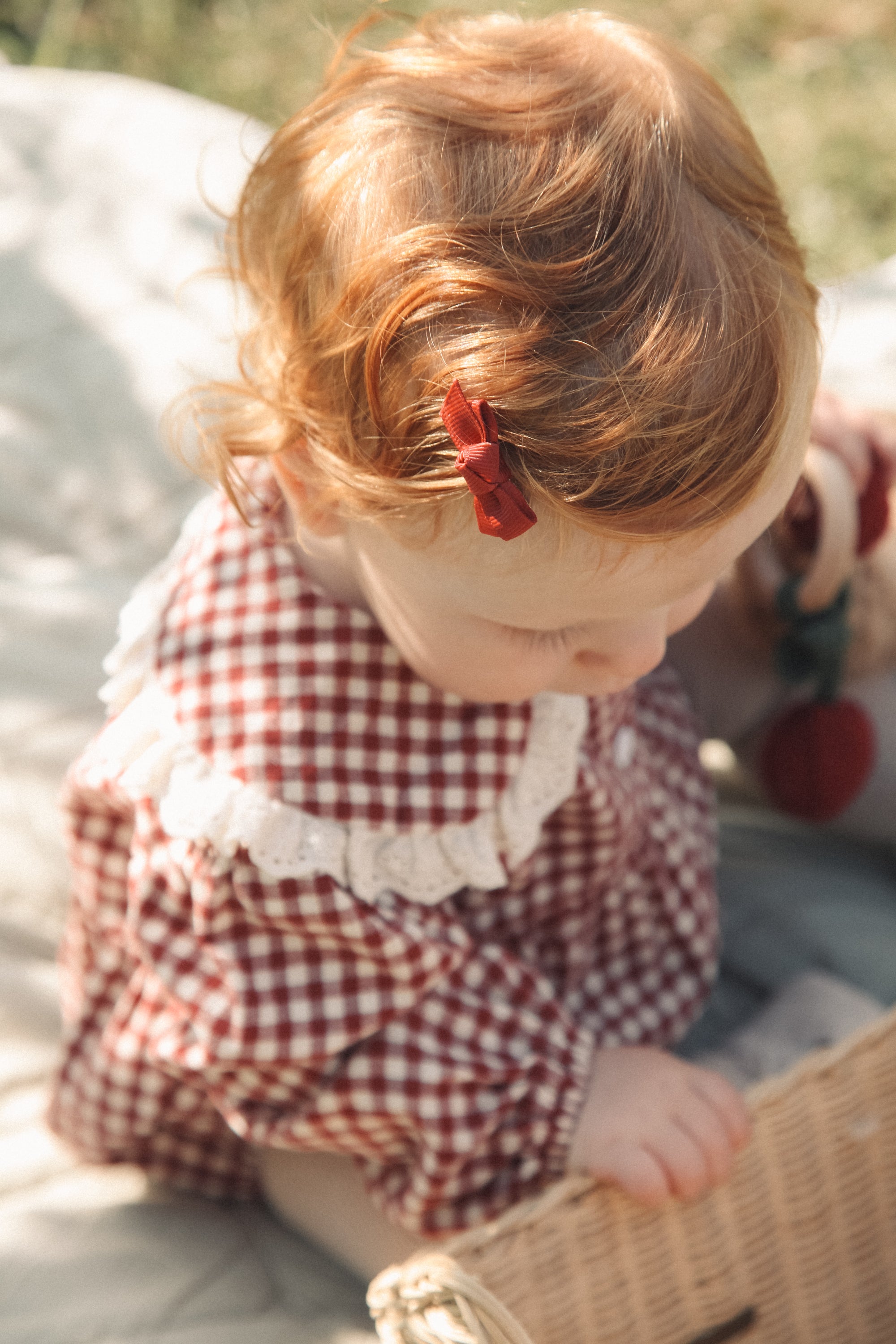 Dainty Mini Bow Clips in Berry Red