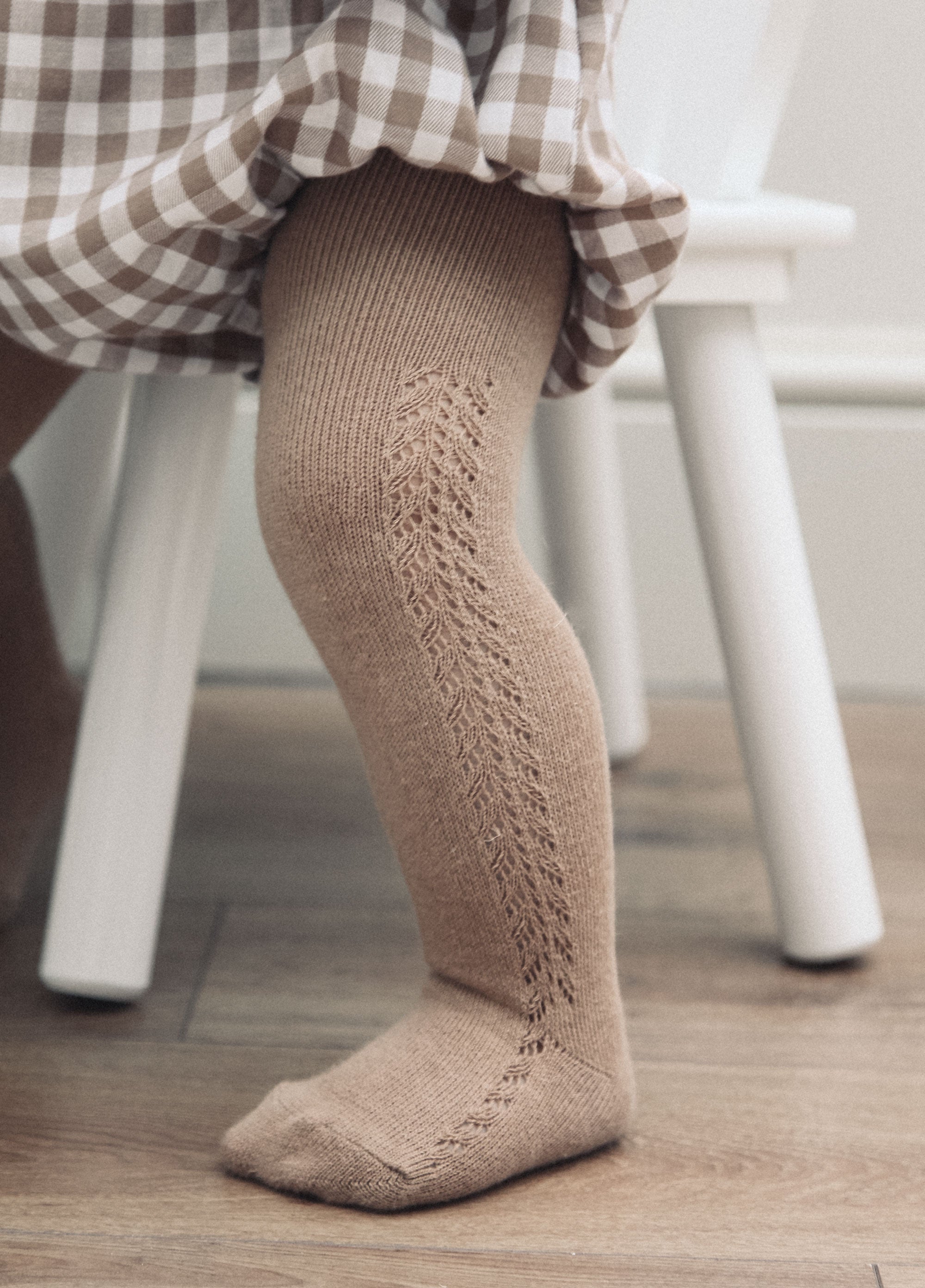 Dark Beige Soft Side Openwork Tights