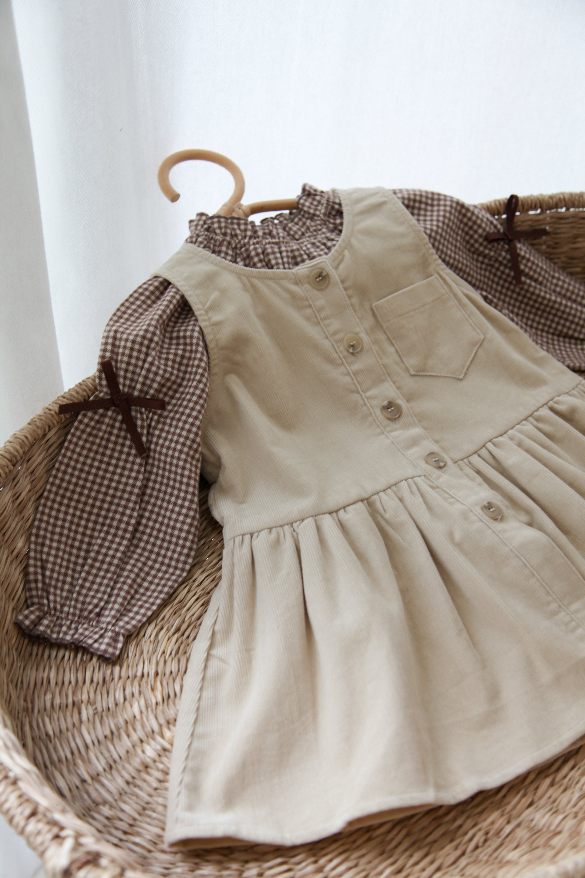 Beige/Cord Frill Pocket Peplum Dress