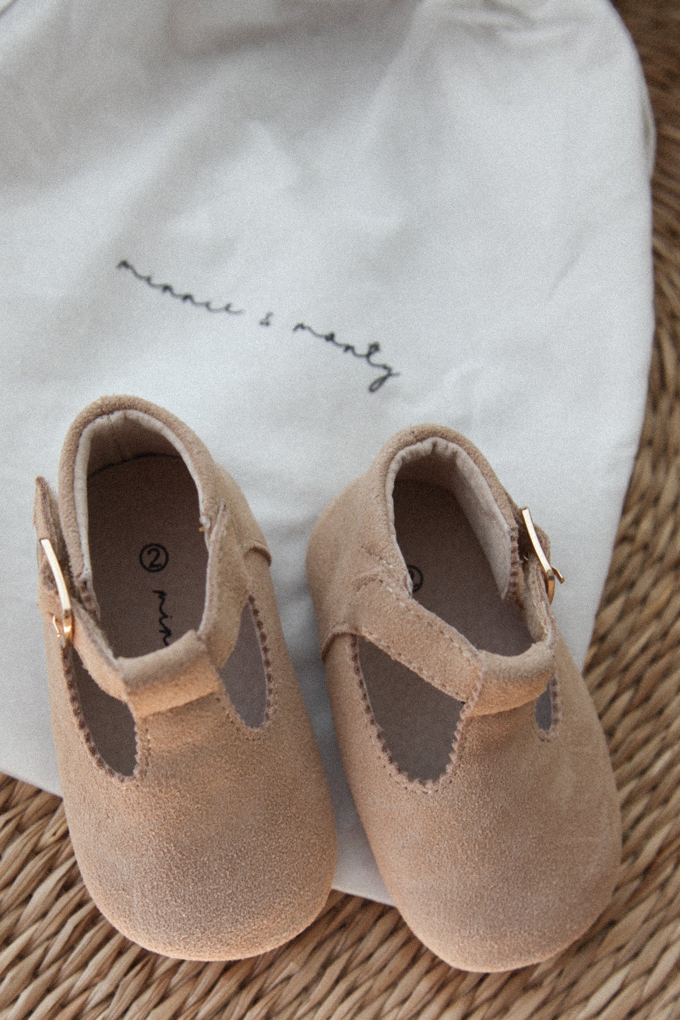 Camel Suede T-Bar Baby Shoes (& dust bag)