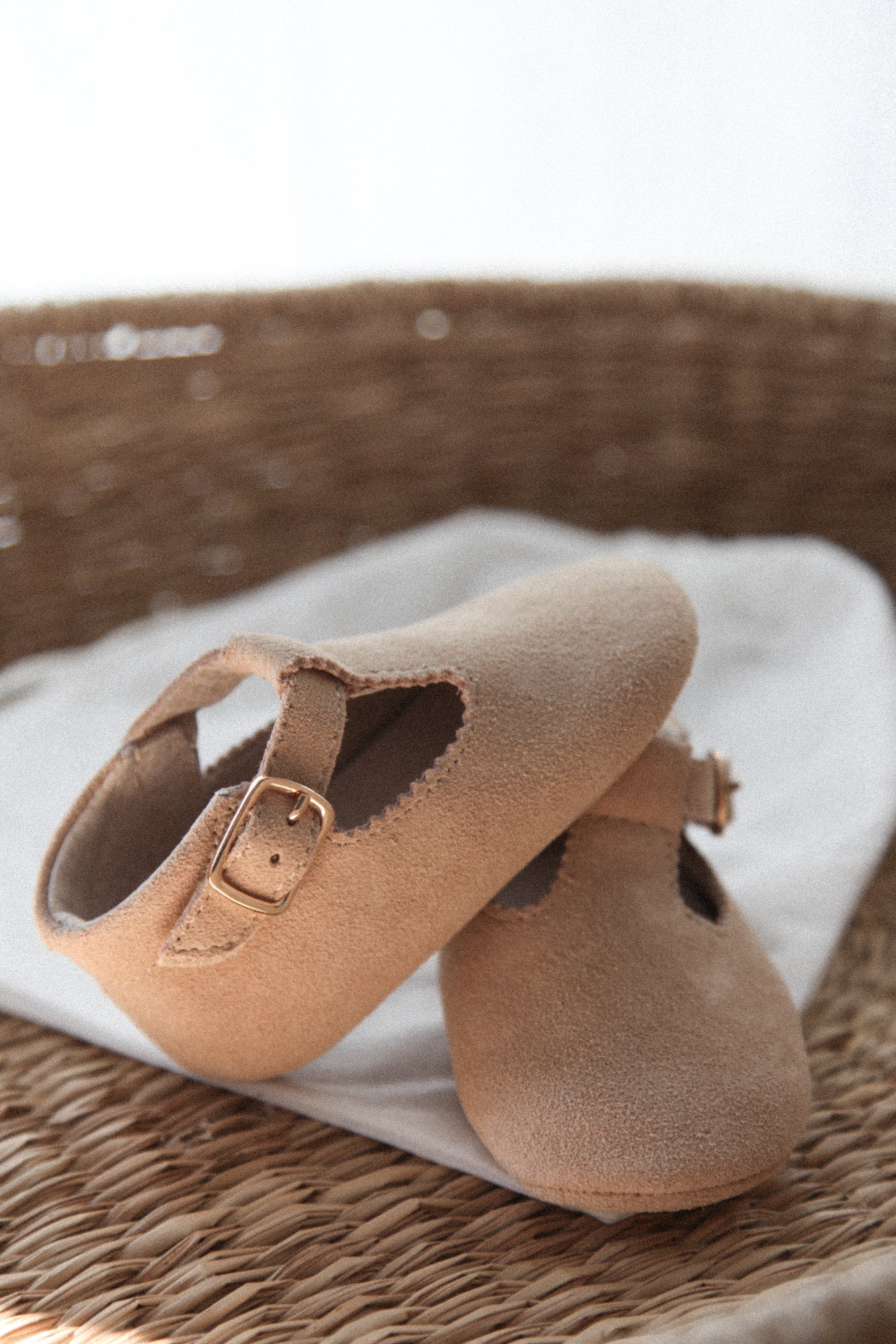 Camel Suede T-Bar Baby Shoes (& dust bag)