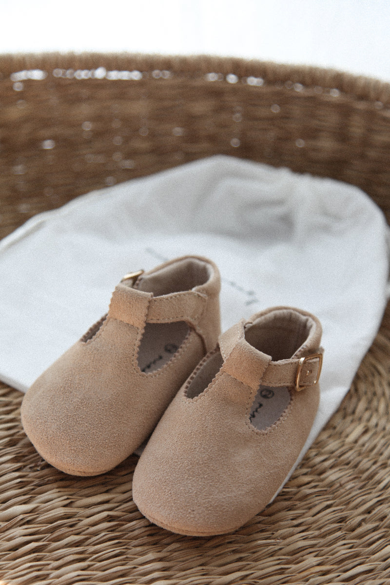 Camel Suede T-Bar Baby Shoes (& dust bag)