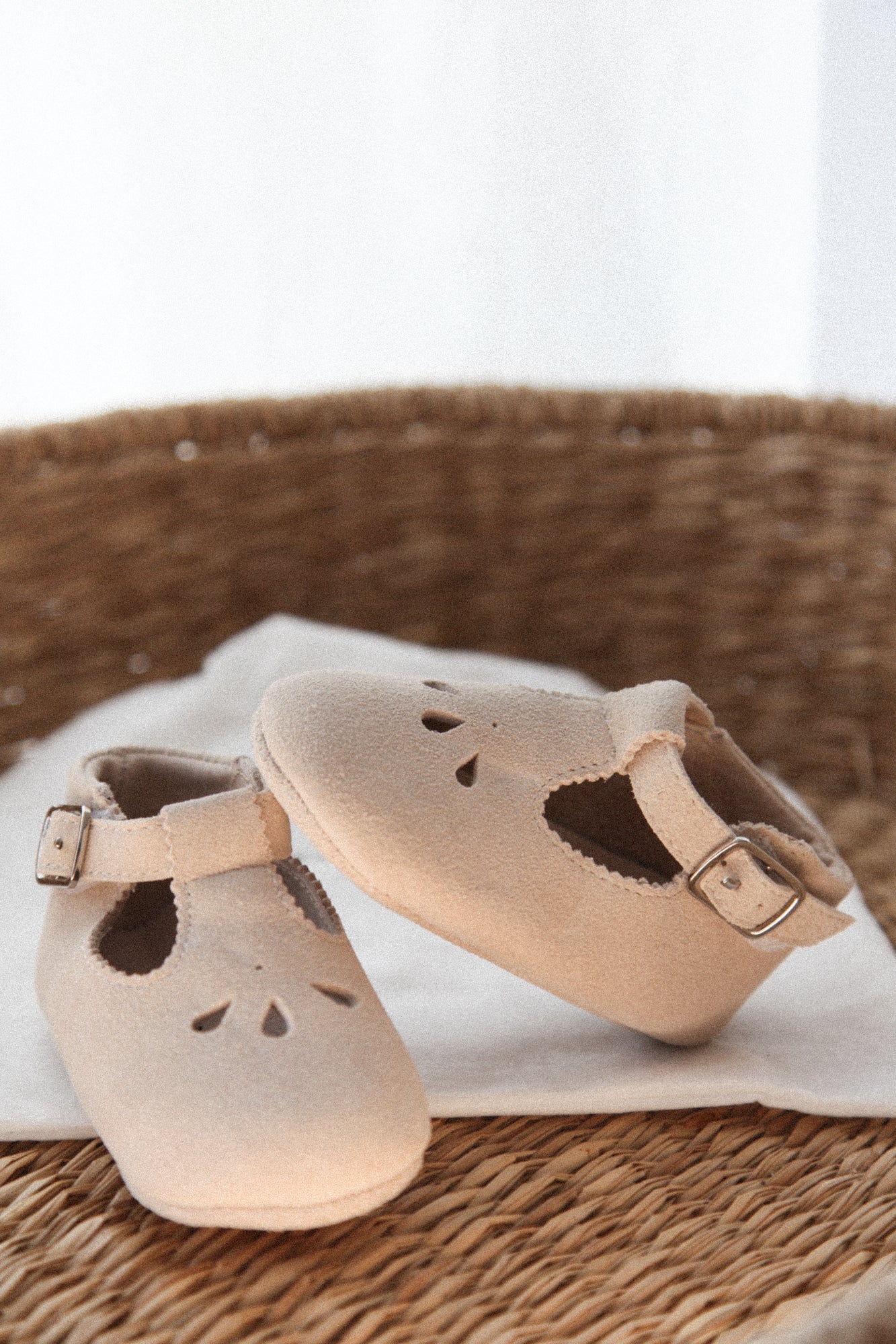 Stone Suede T-Bar Baby Shoes (& dust bag)