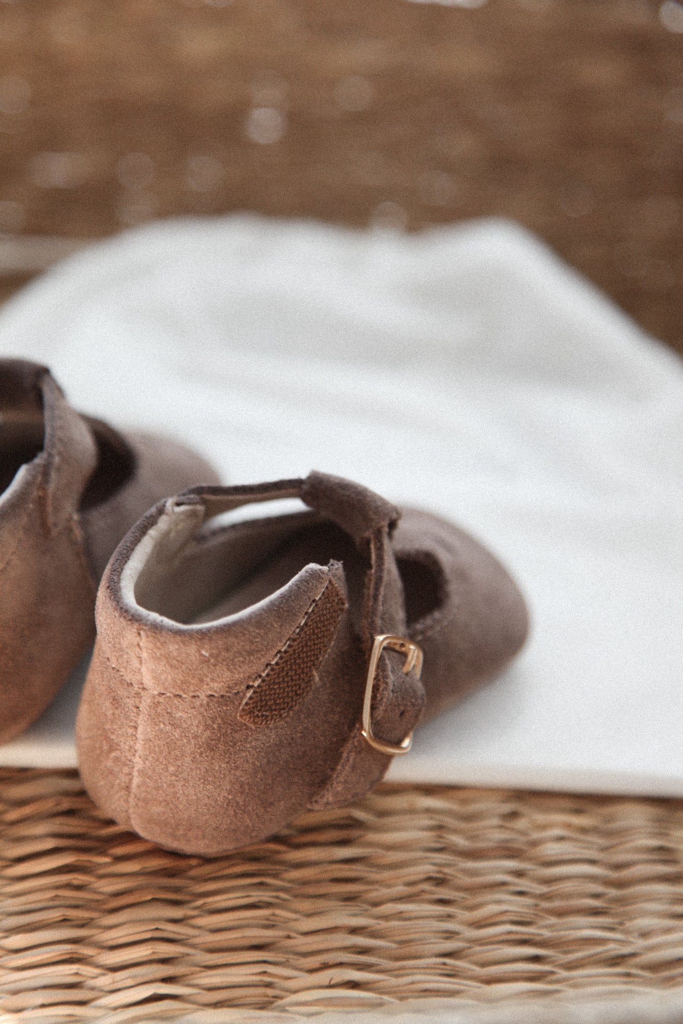 Mink Suede T-Bar Baby Shoes (& dust bag)