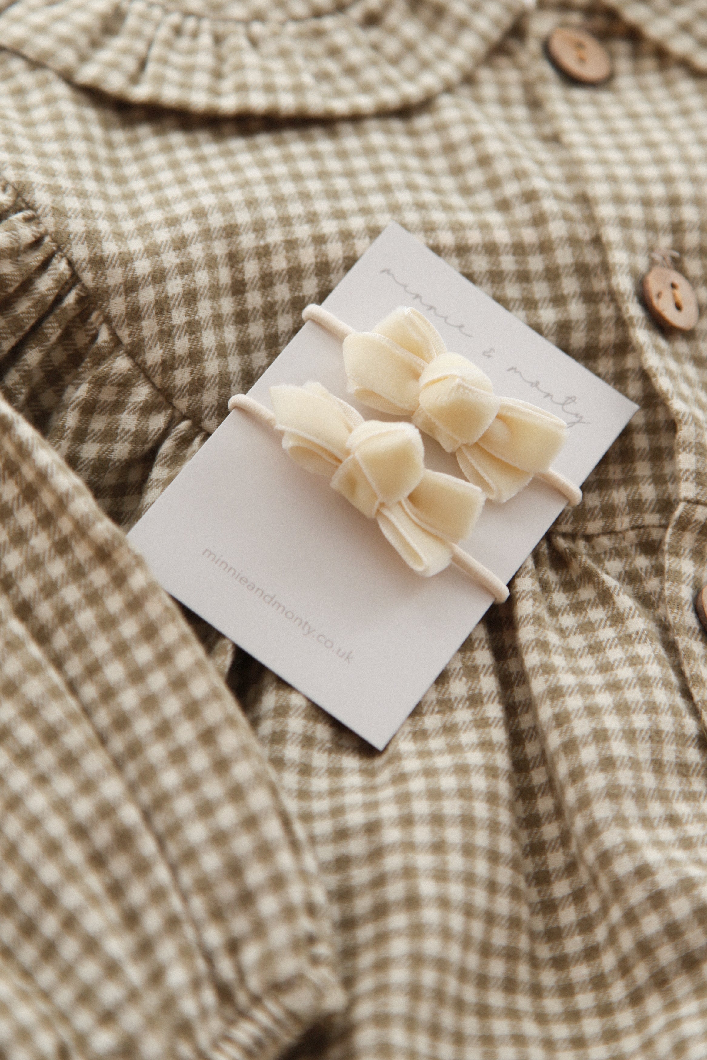 Ivory Velvet Mini Bow Hairbands (2 pack)