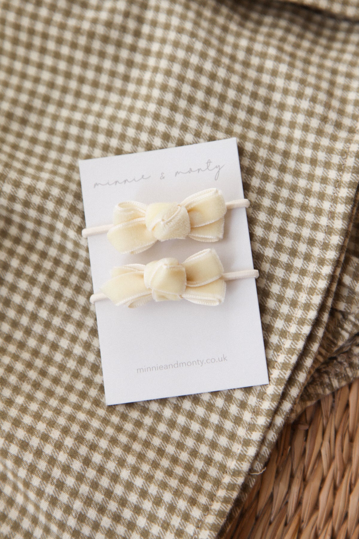 Ivory Velvet Mini Bow Hairbands (2 pack)