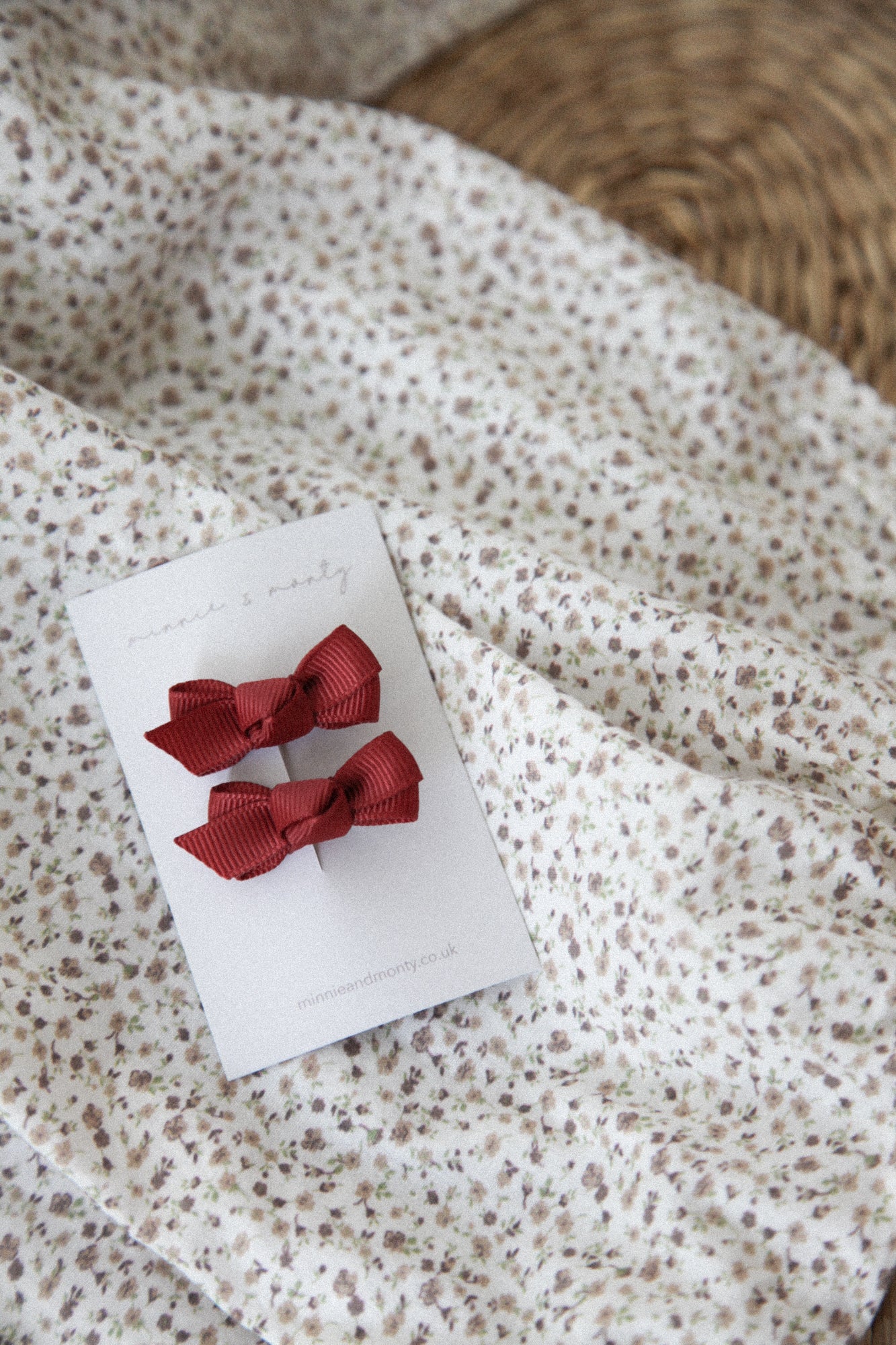 Dainty Mini Bow Clips in Berry Red