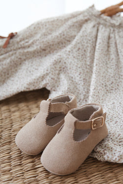 Camel Suede T-Bar Baby Shoes (& dust bag)