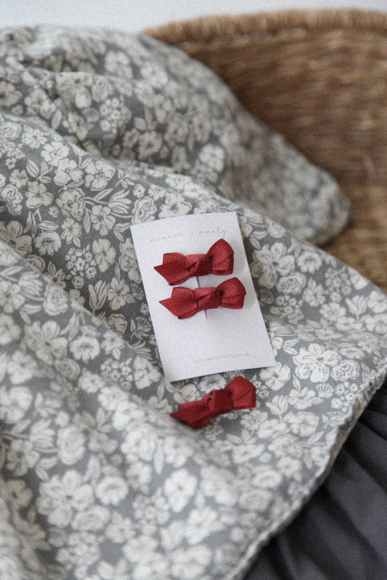 Dainty Mini Bow Clips in Berry Red