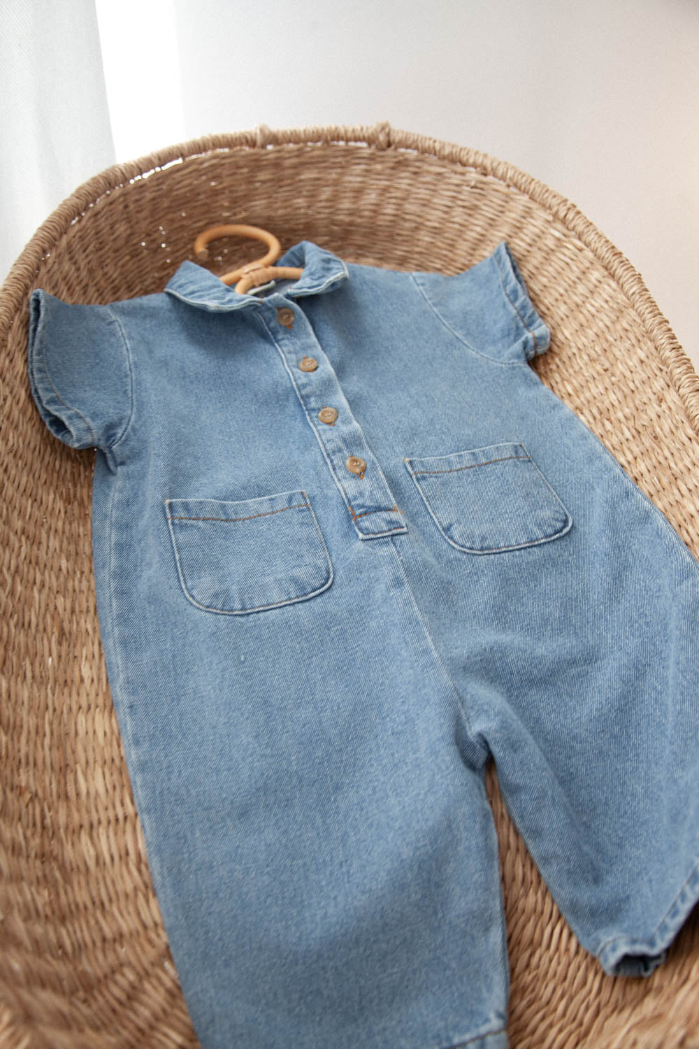 Denim Button Front Jumpsuit