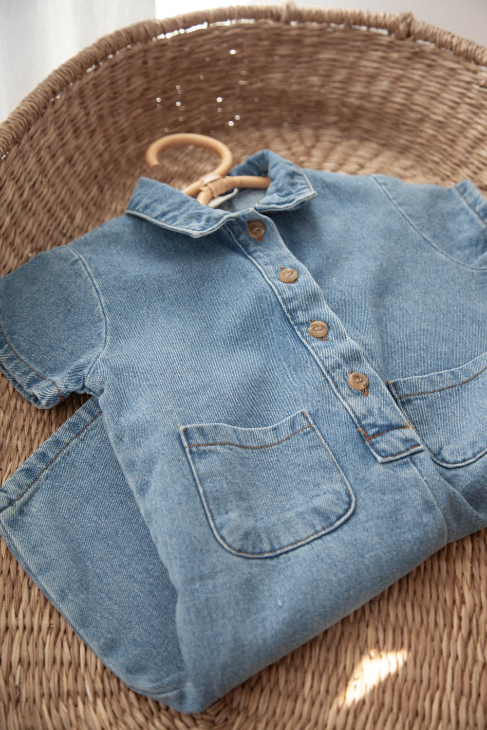 Denim Button Front Jumpsuit