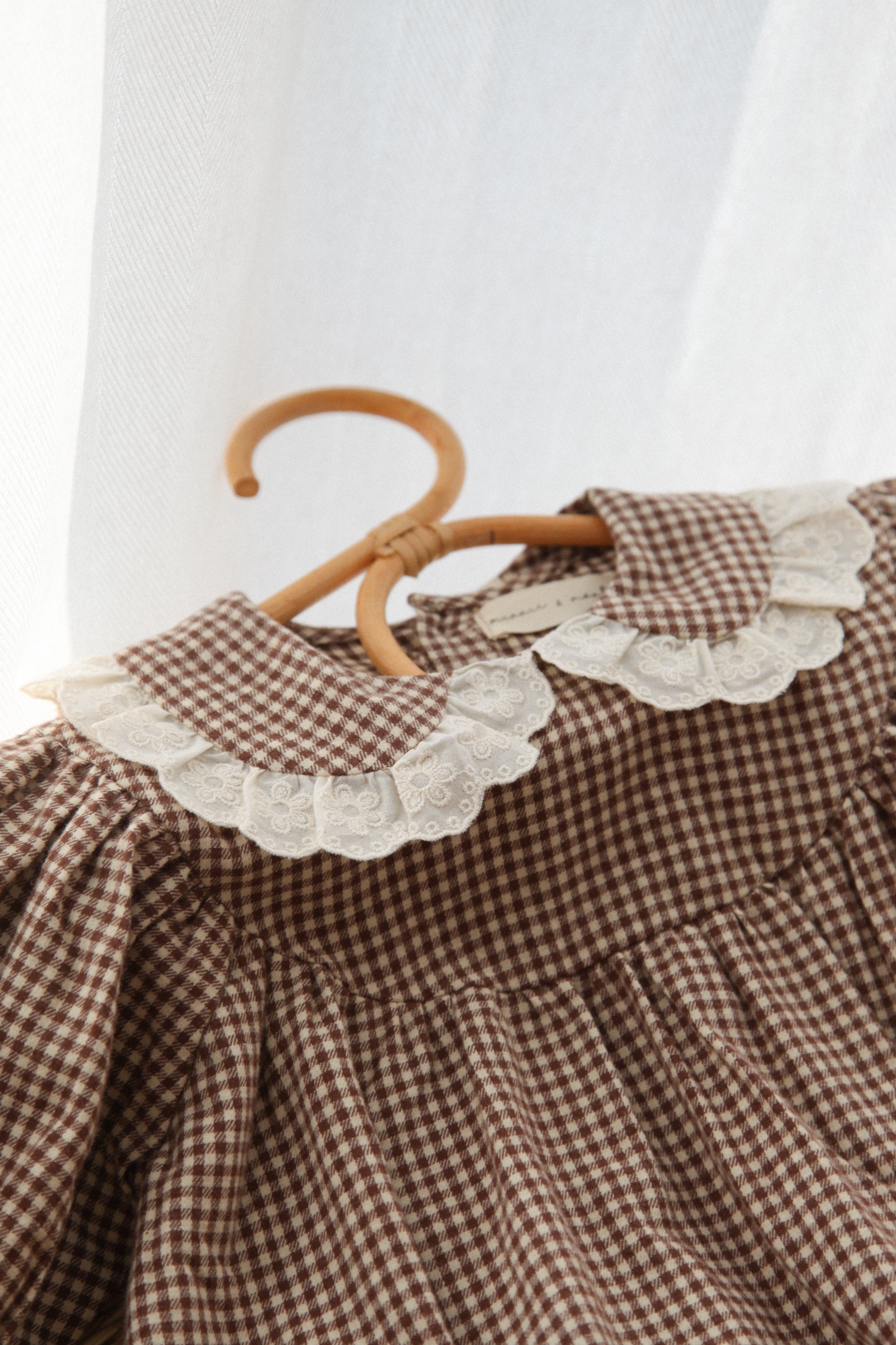 Brown/Gingham Frill Collar Romper