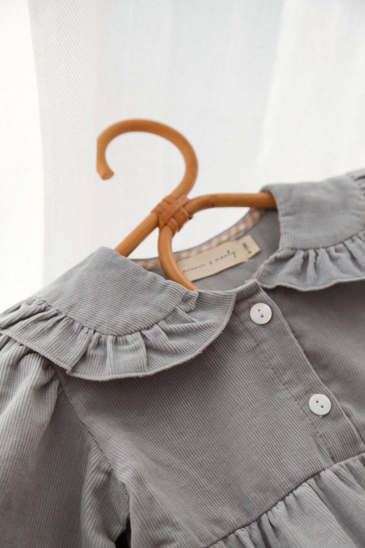 WHOLESALE Dusky Blue/Cord Oversize Frill Collar Romper