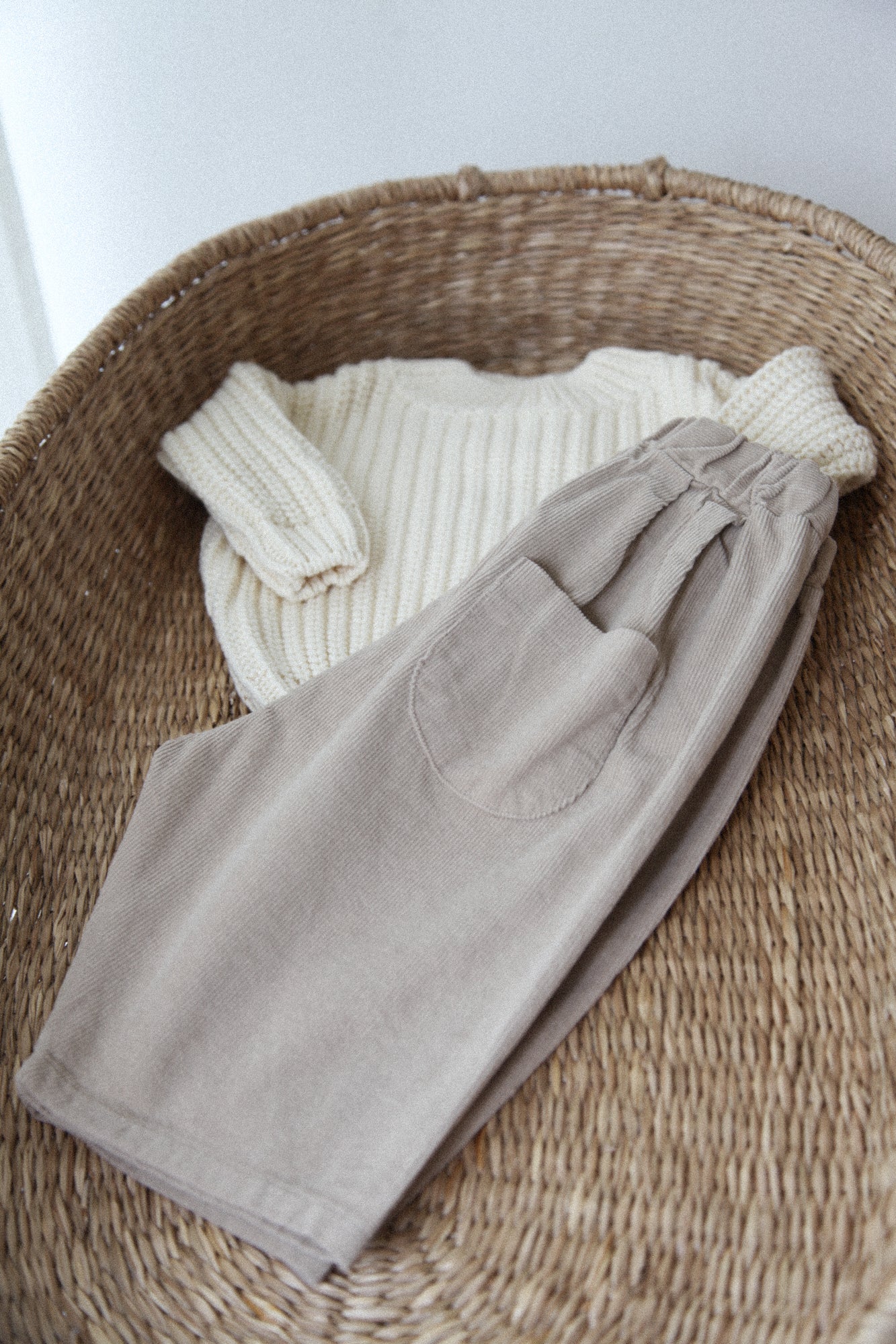 Beige Corduroy Oversized Trouser (with pocket)