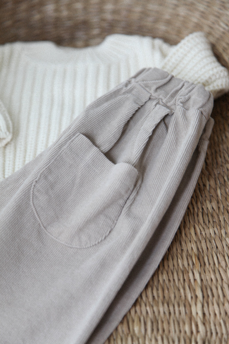 Beige Corduroy Oversized Trouser (with pocket)