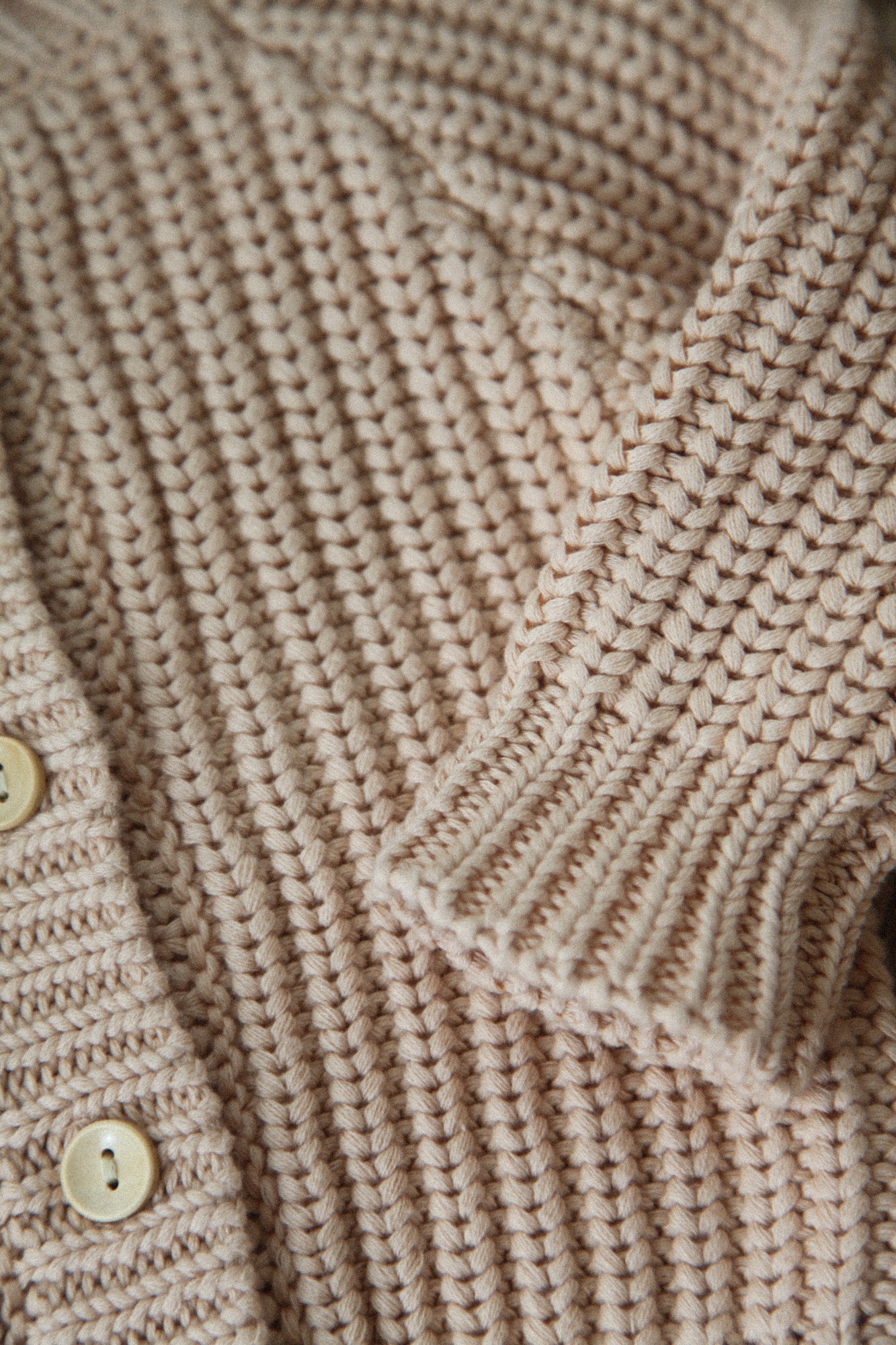 Organic Cotton Chunky Knit Cardigan in Nude