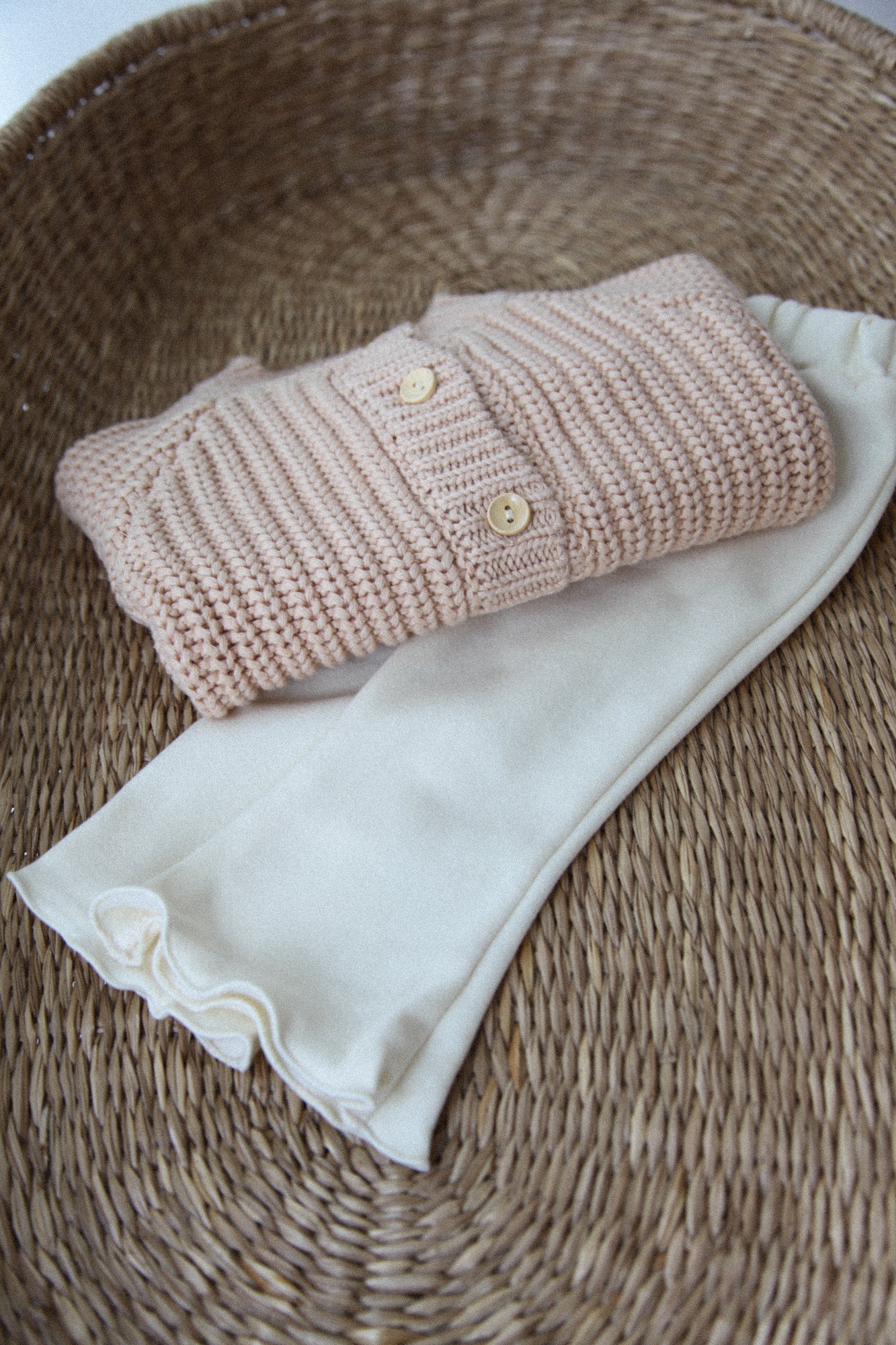 Organic Cotton Chunky Knit Cardigan in Nude