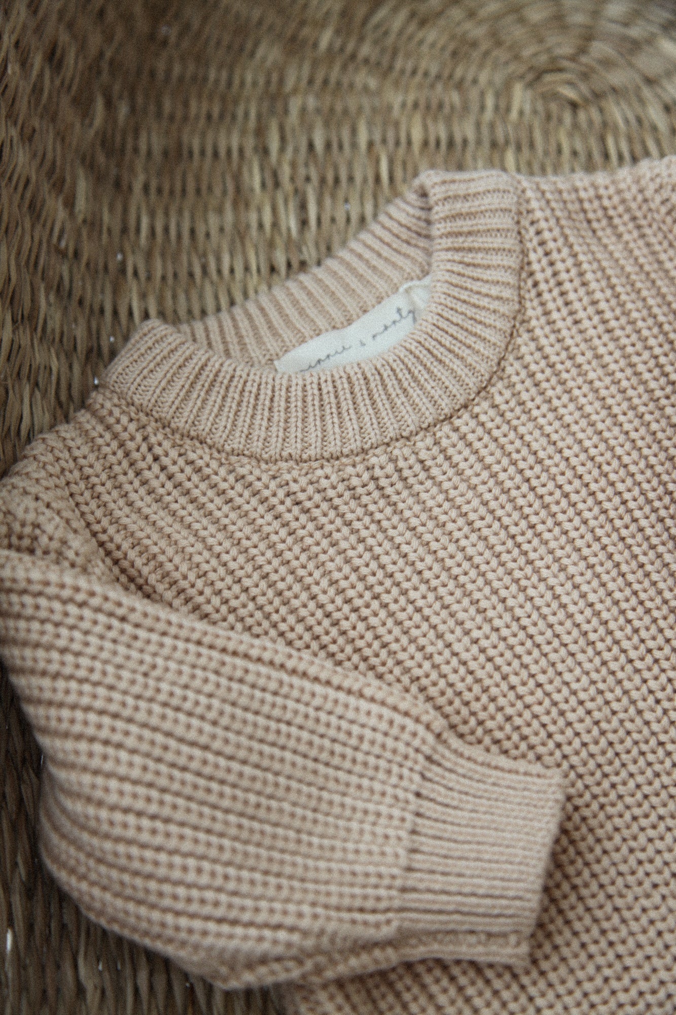 Organic Cotton Chunky Knit Romper in Beige