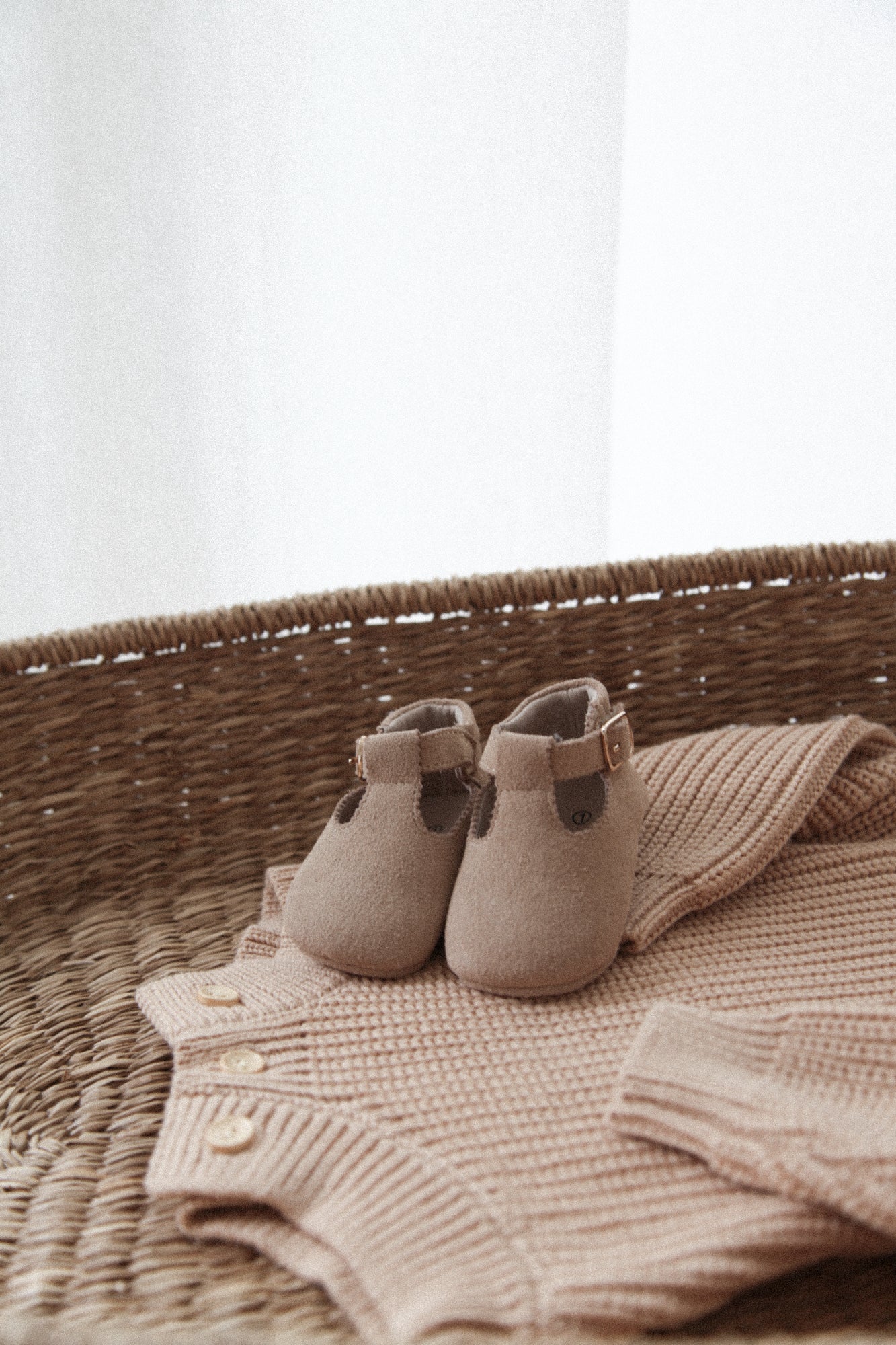 Camel Suede T-Bar Baby Shoes (& dust bag)