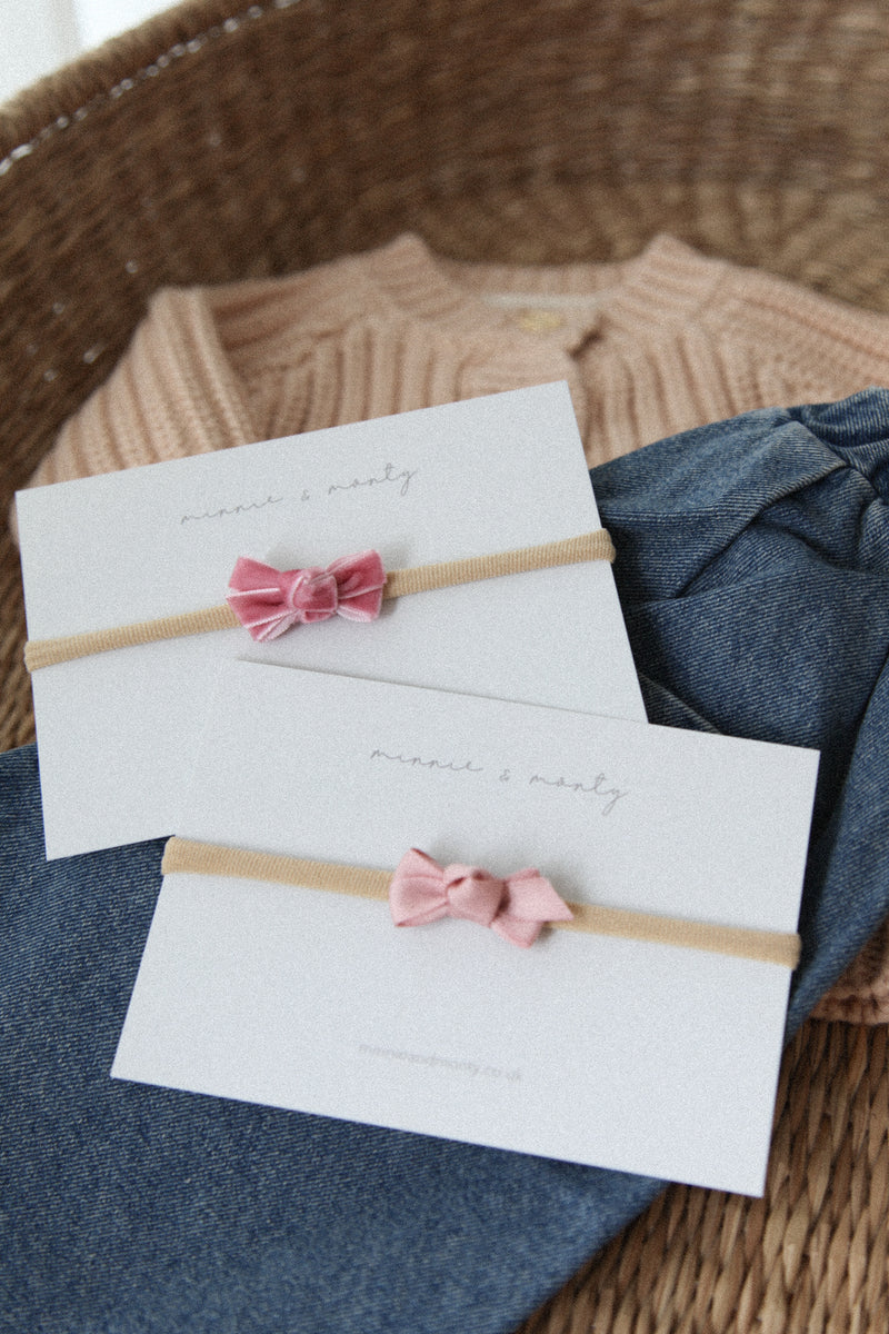 Dainty Mini Bow Headband in Pink (2 colours)