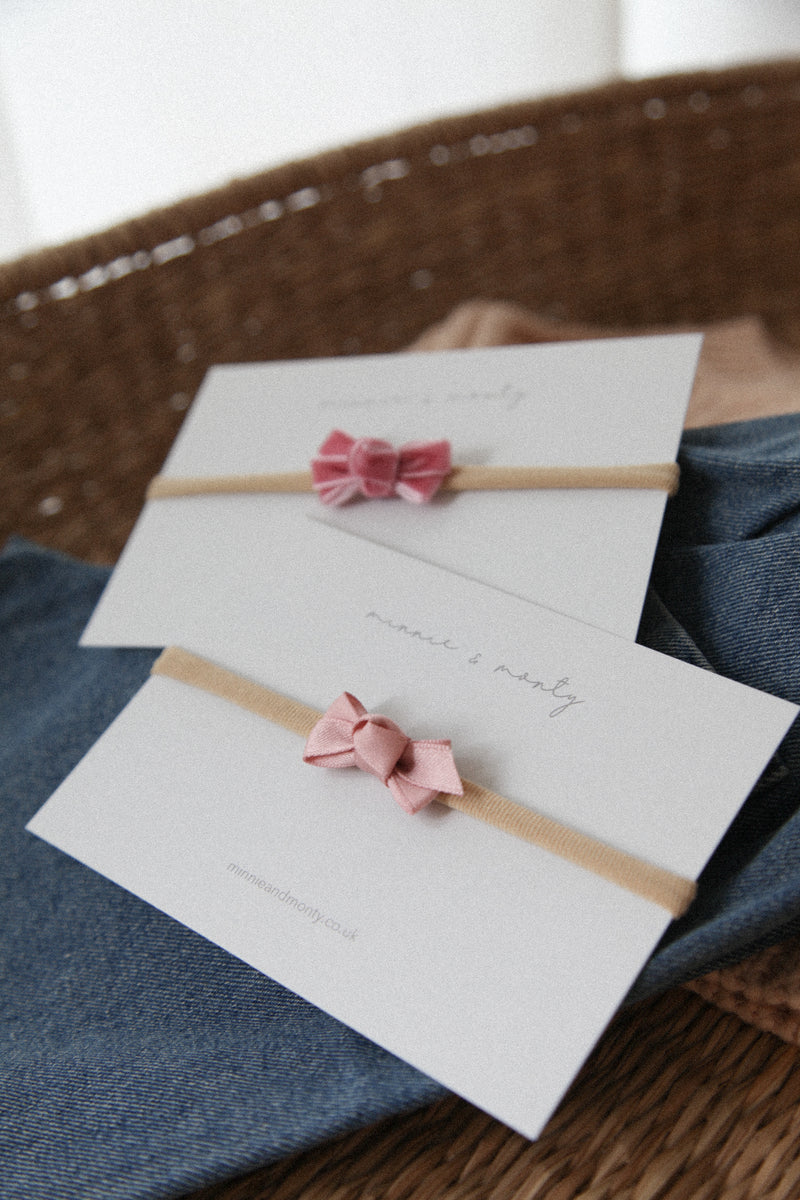 Dainty Mini Bow Headband in Pink (2 colours)