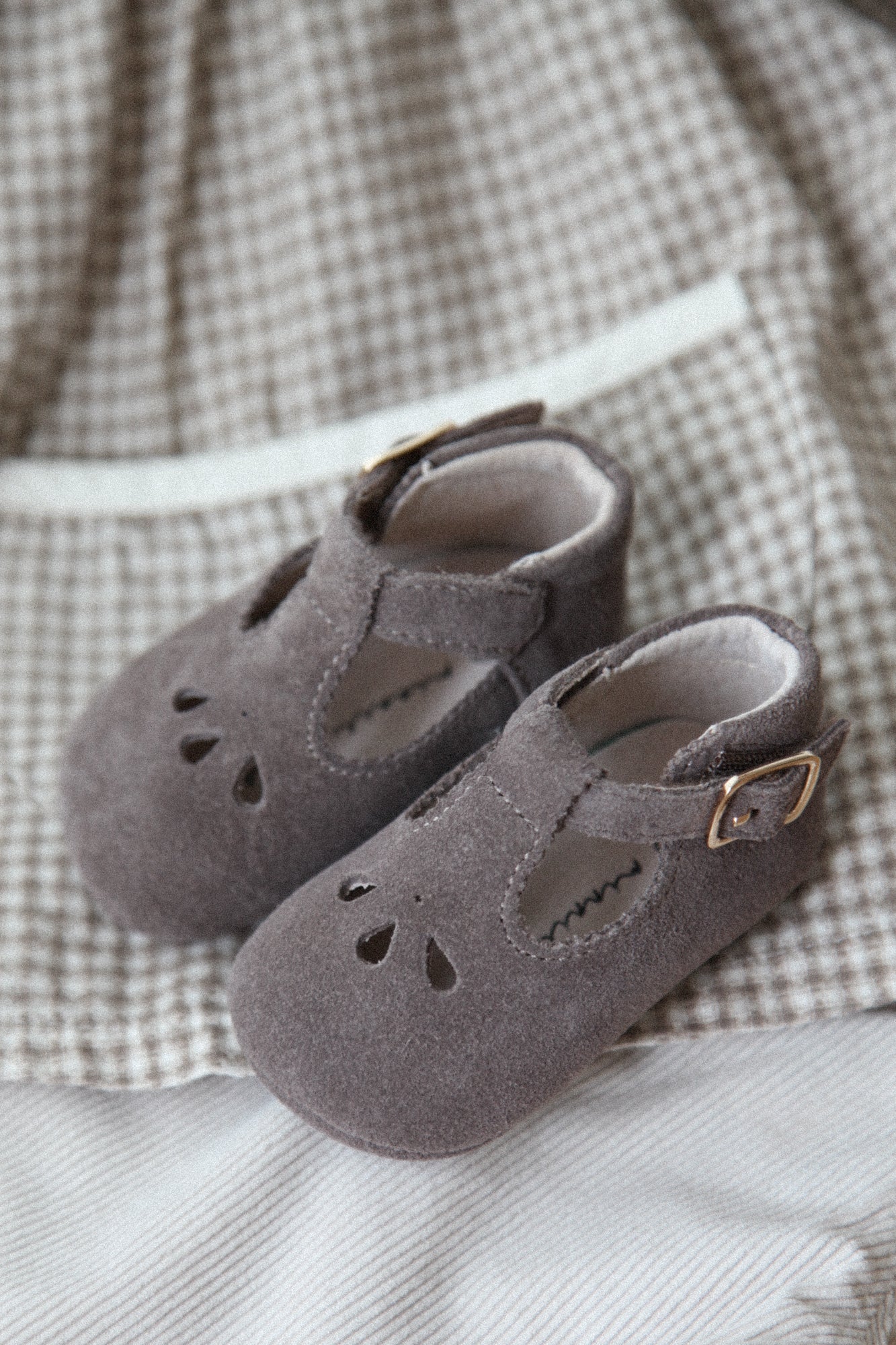 Mink Suede T-Bar Baby Shoes (& dust bag)