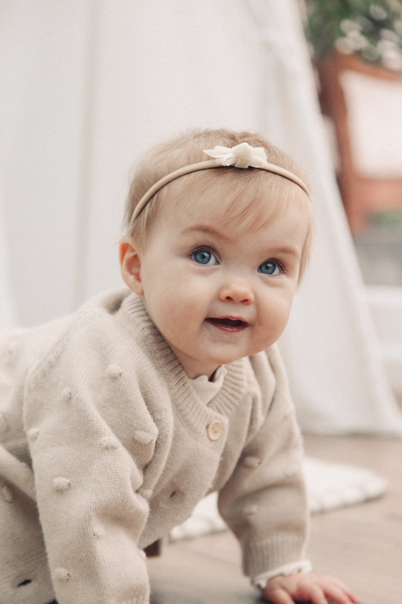 Ivory Velvet Mini Bow Headband