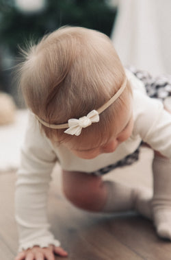 Ivory Velvet Mini Bow Headband