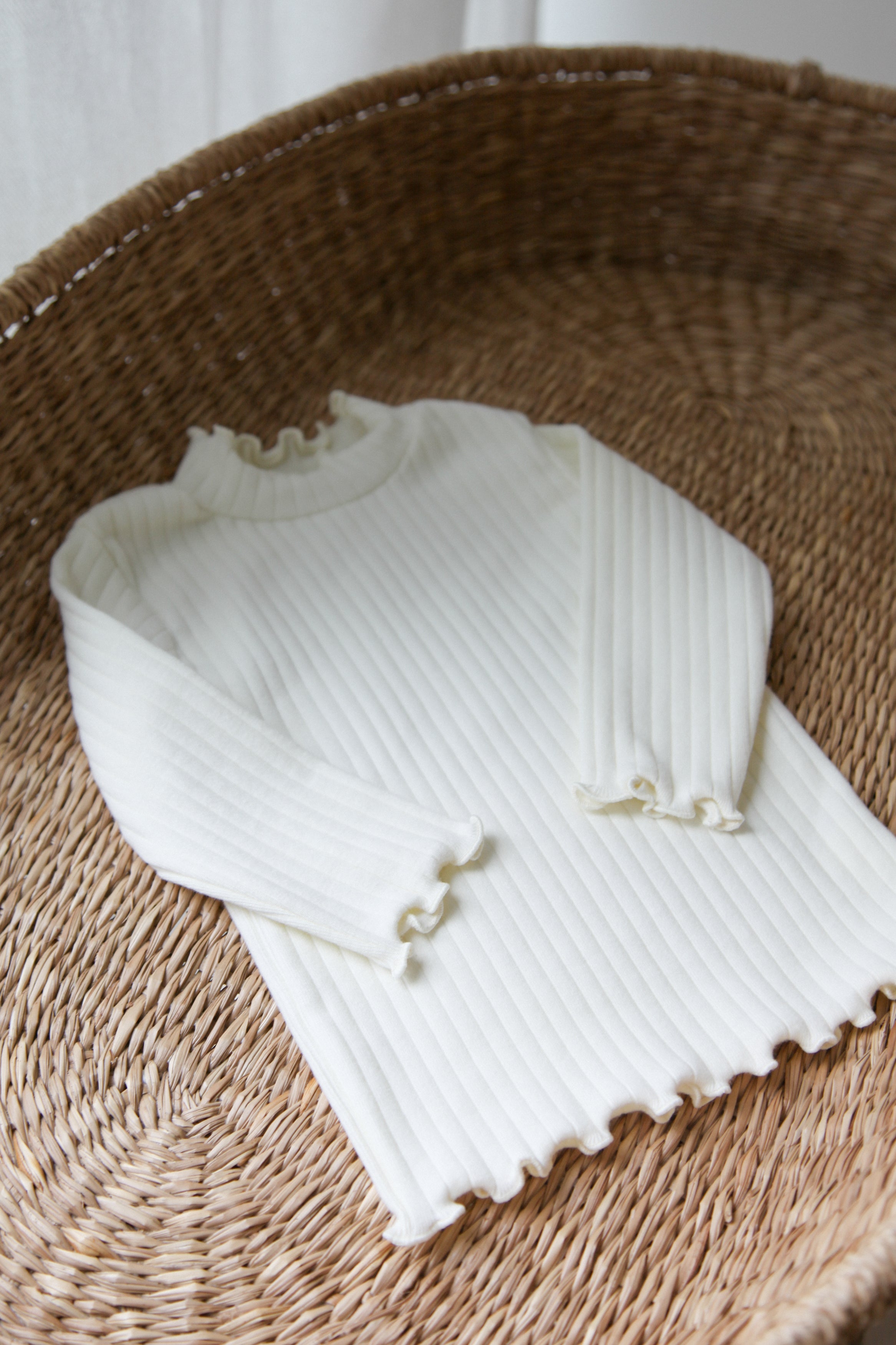 Ultra Soft Ribbed Long Sleeve Top in Cream