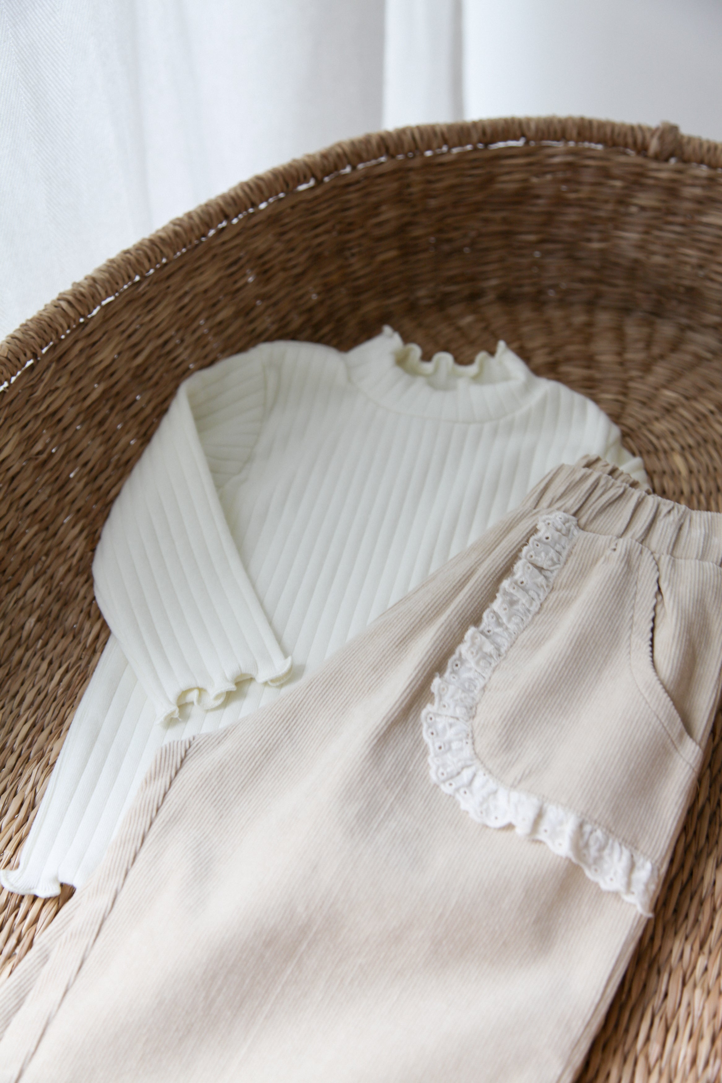 Ultra Soft Ribbed Long Sleeve Top in Cream