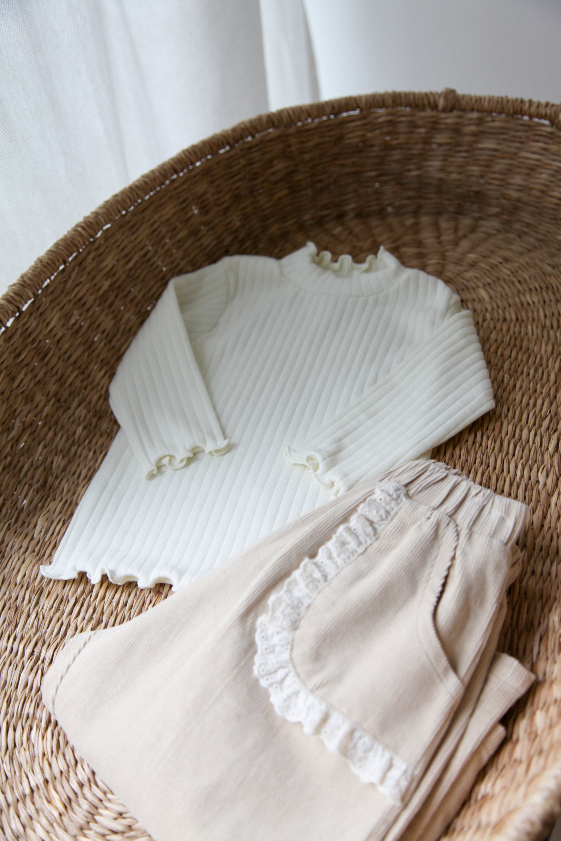 Ultra Soft Ribbed Long Sleeve Top in Cream