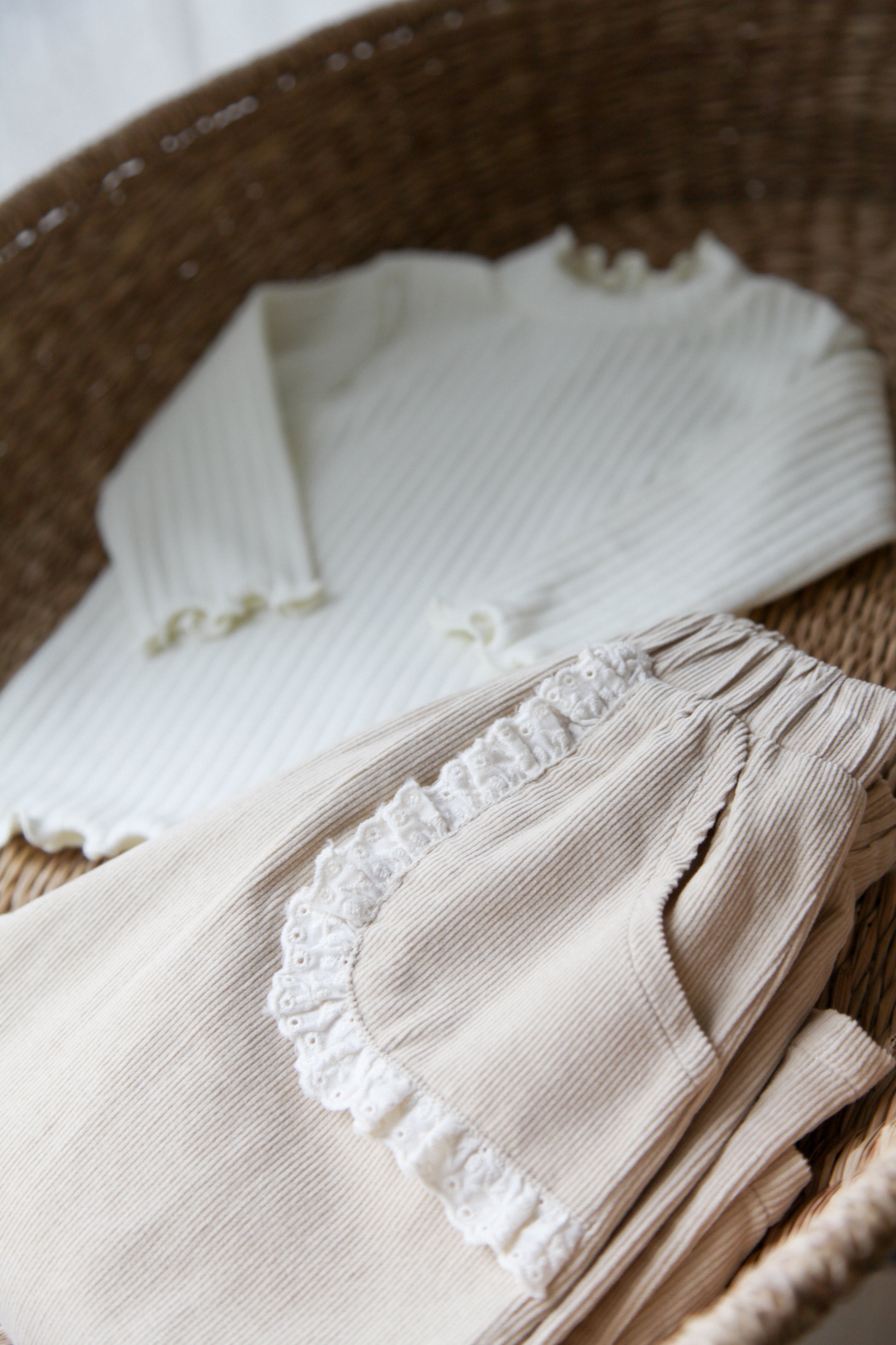 Ultra Soft Ribbed Long Sleeve Top in Cream