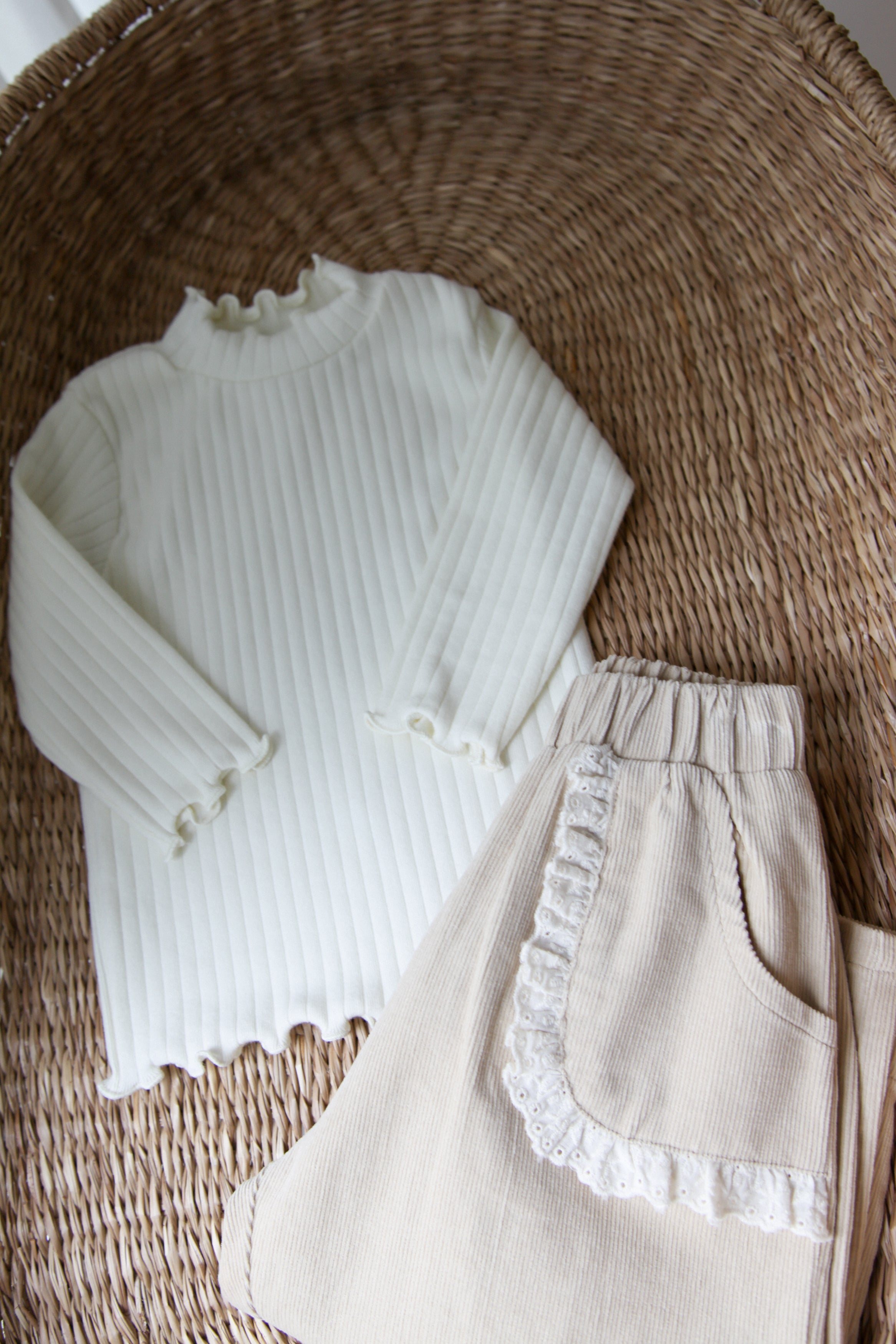 Ultra Soft Ribbed Long Sleeve Top in Cream